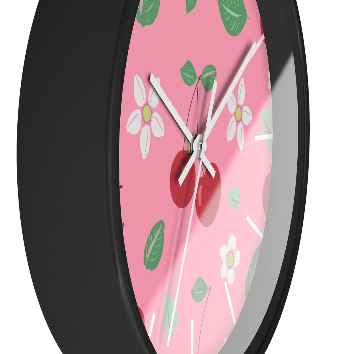 Decorative Wood Wall Clock, Cowries and Cherries 10" x 10"-Silent