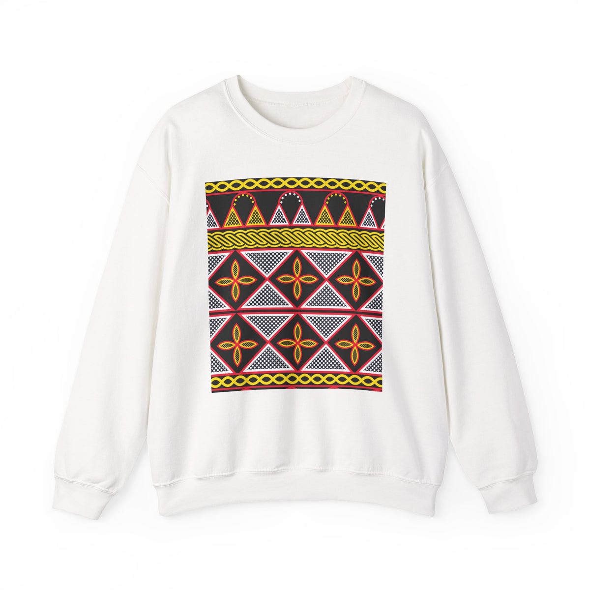 Toghu Panel Unisex Heavy Blend Crewneck Sweatshirt, African-Inspired Front & Back Design