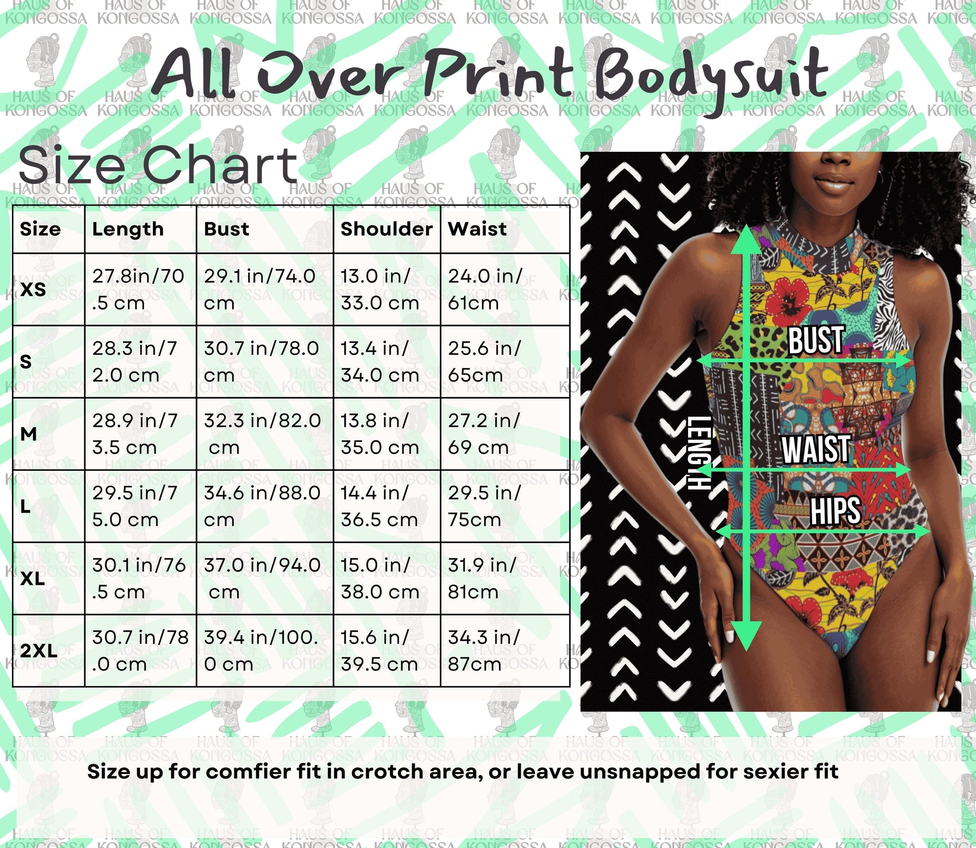a women's size chart for a bodysuit