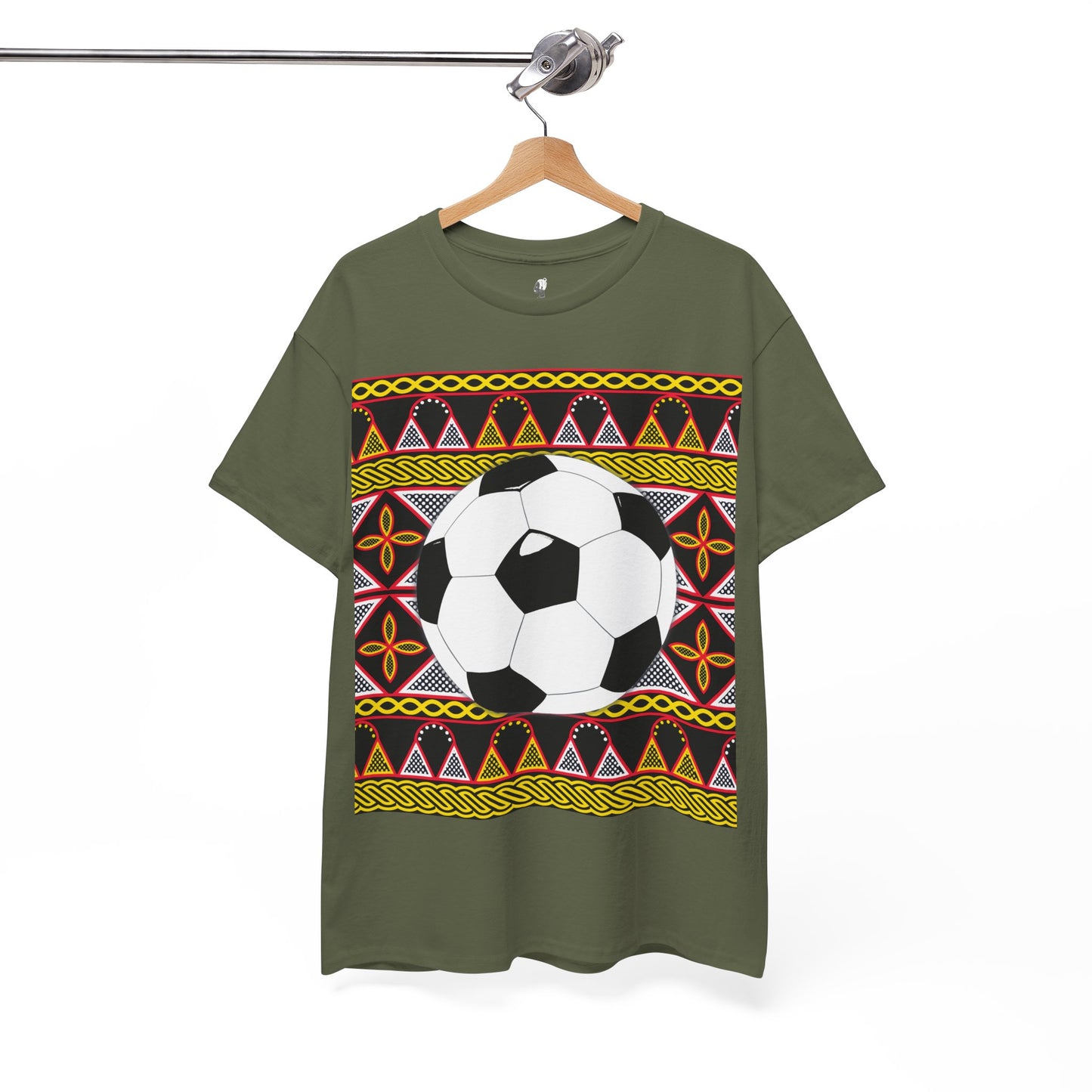 GOAL!! - BW Football on Yellow Toghu with Back Design Unisex Heavy Cotton Tee