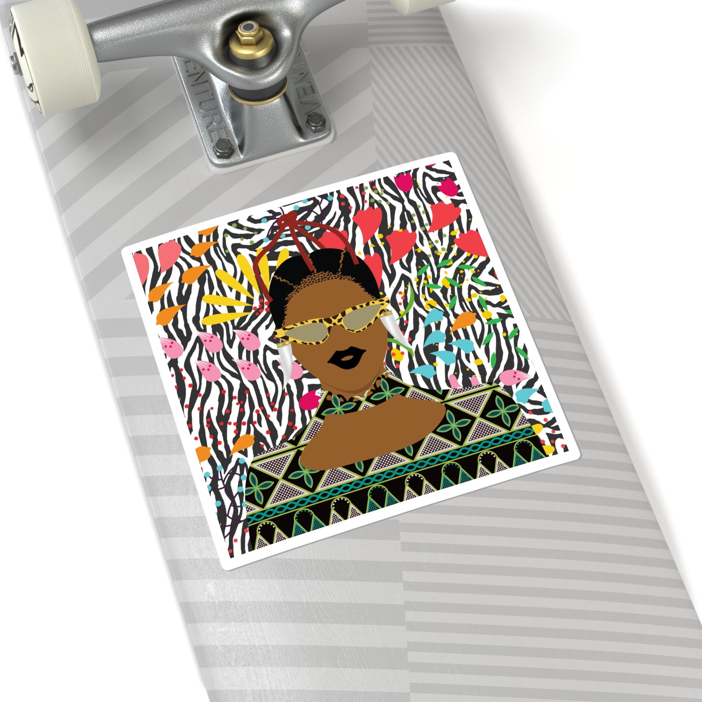 Manyi Square Stickers, on Zebra flora