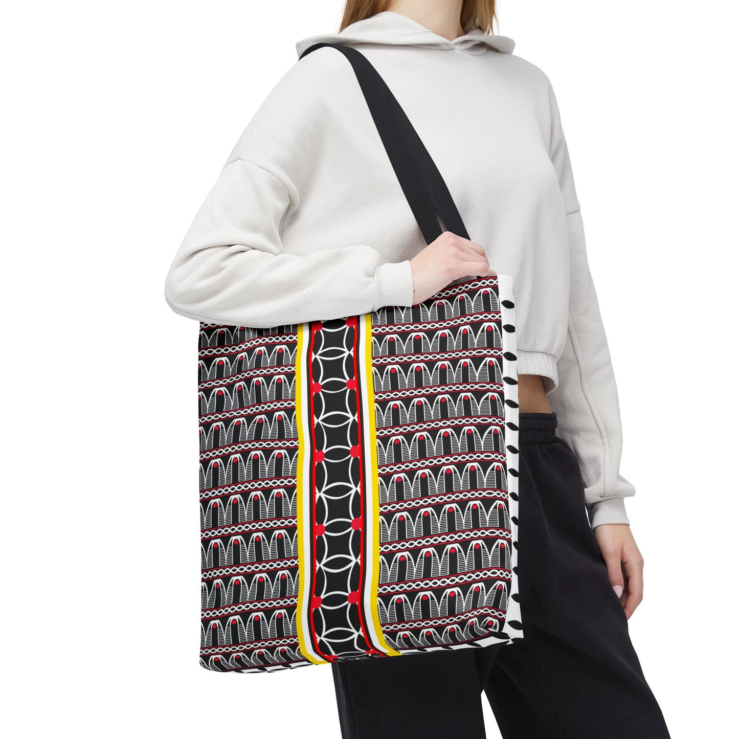Toghu BW Bells with Flora Strip Tote - Two-Sided Design AOP Bag