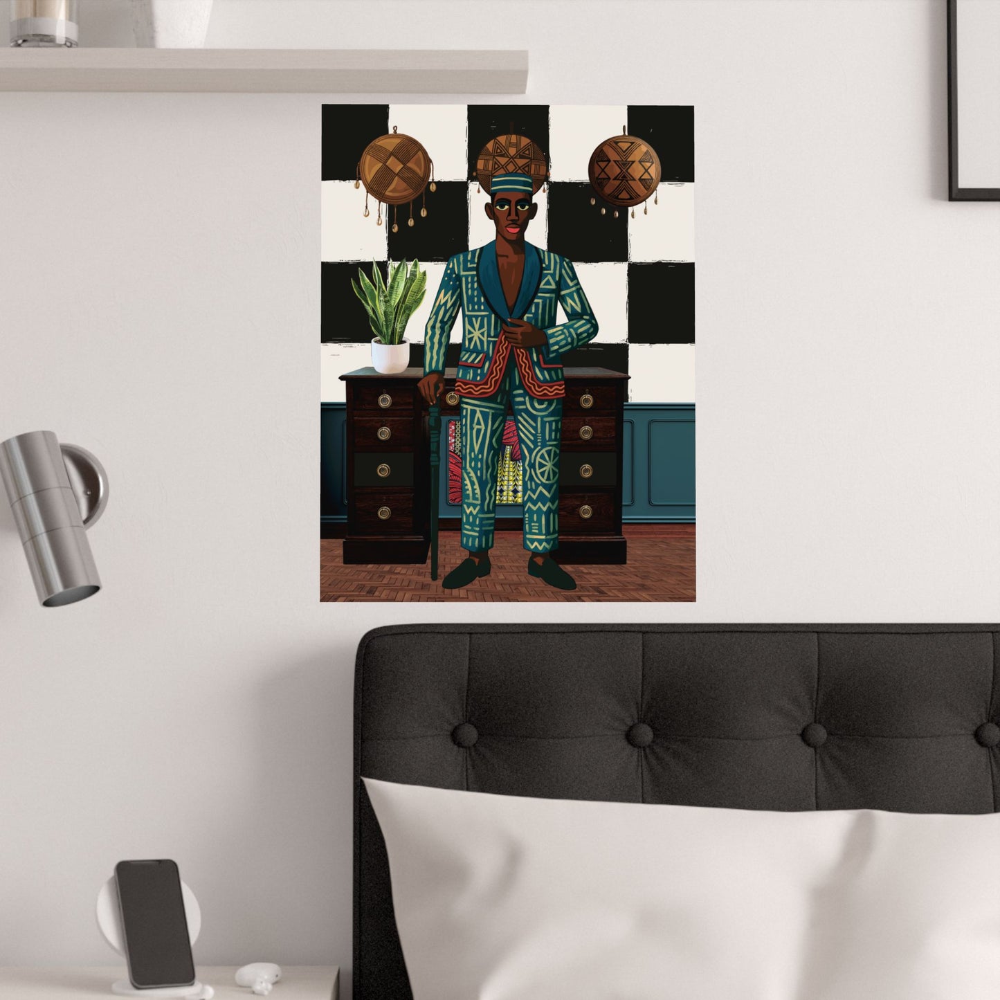 He's Home Satin Poster, Cameroon African Wall Art, Modern Home Decor, Boho Aesthetic, Unique Gift Idea, Bohemian Wall Hanging