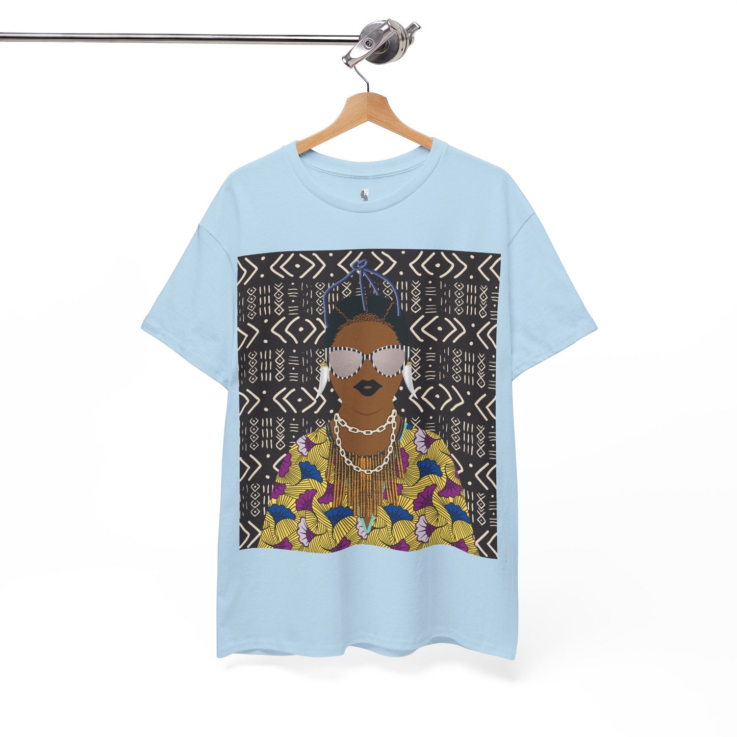 Manyi in Floral on Mudcloth Unisex Heavy Cotton Tee