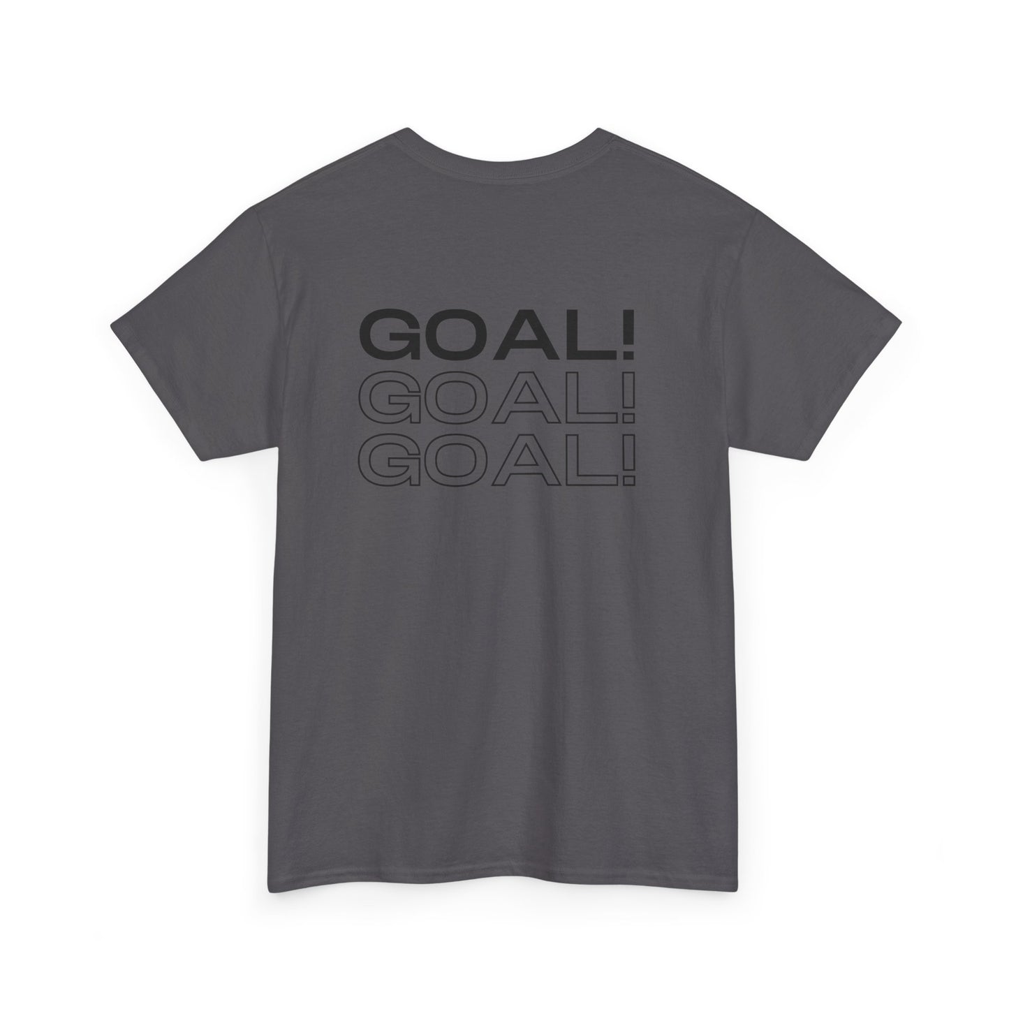 GOAL!! - BW Football on Yellow Toghu with Back Design Unisex Heavy Cotton Tee