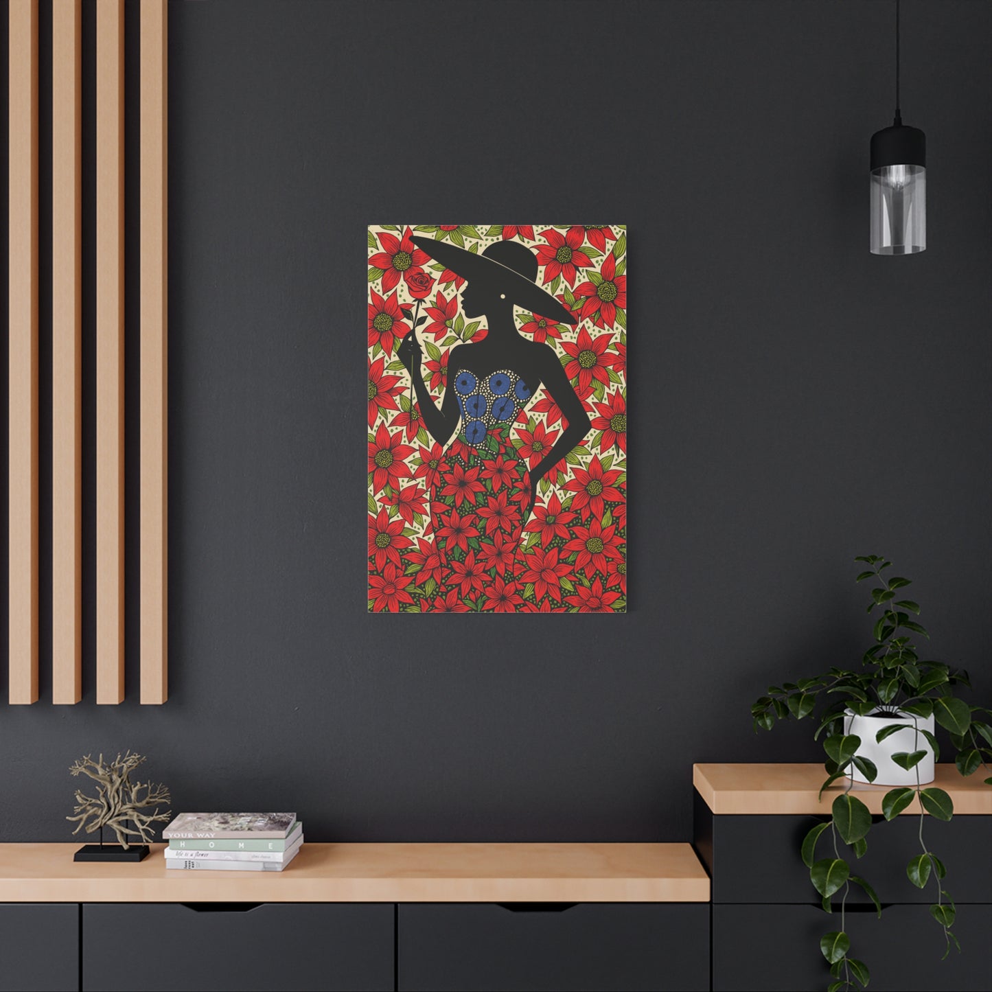 Poinsettia Lady Matte Canvas Wall Art,  Canvas Print, Floral Wall Decor, Mother's Day Gift, Stretched, 1.25"