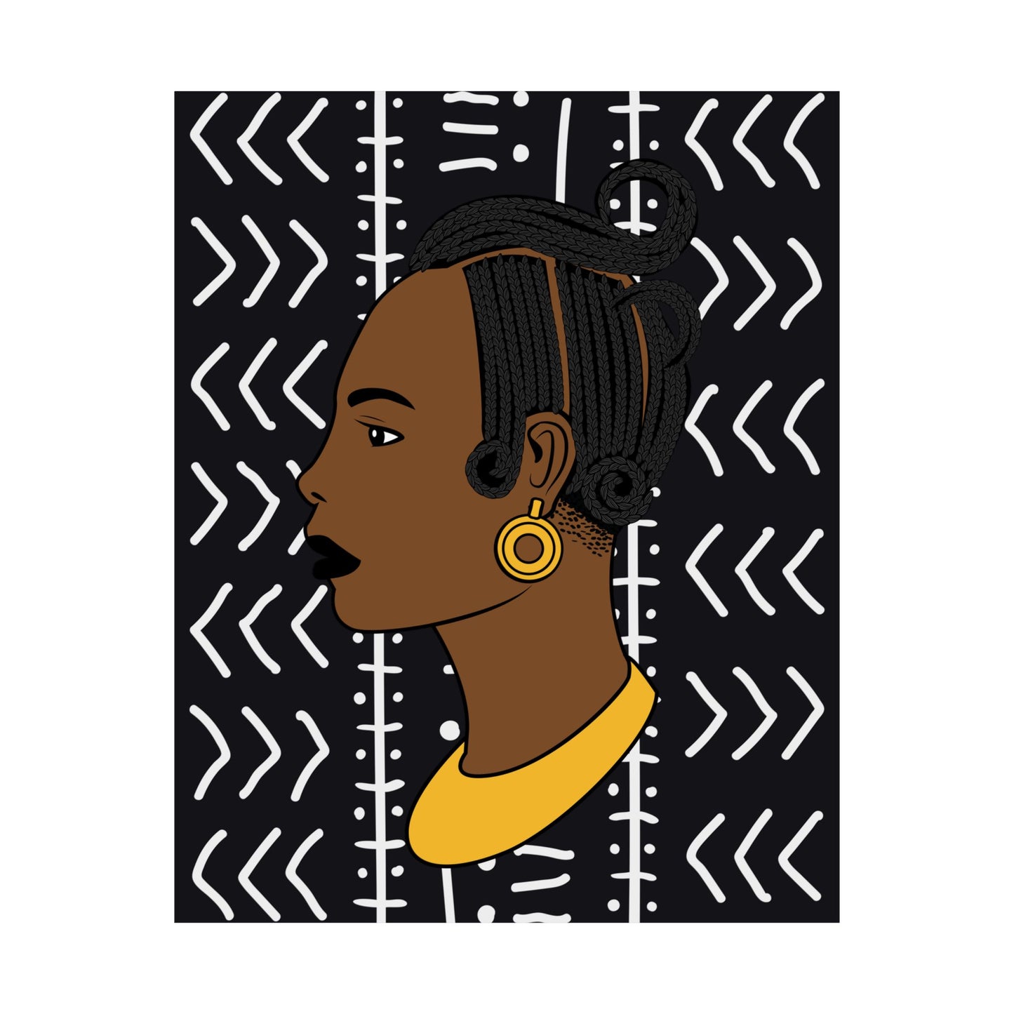 Lady Kongossa on Black Mudcloth Premium Matte Vertical Posters
