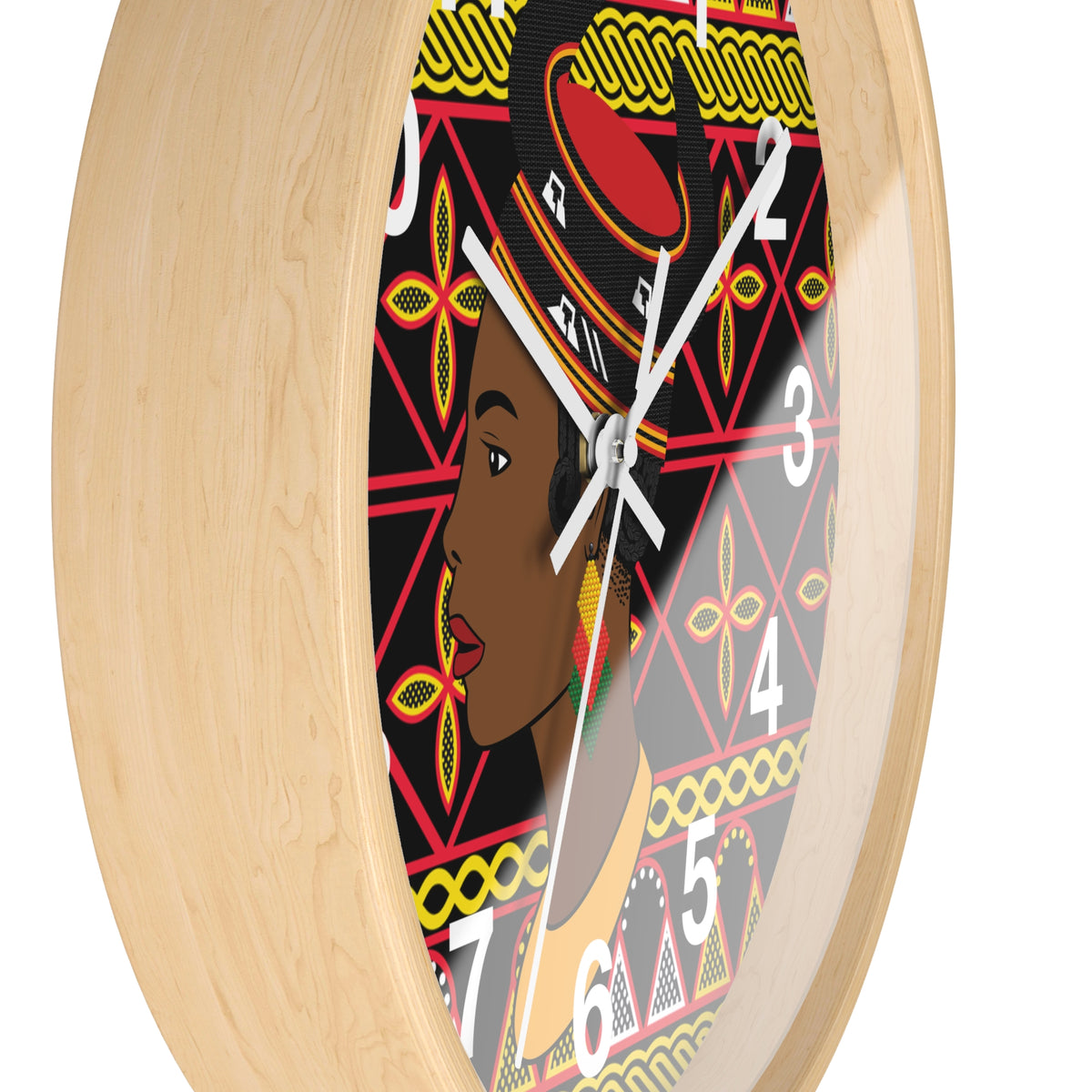 African Woman Wall Clock, Cameroonian Wood Bamenda Hat ToghuDecor