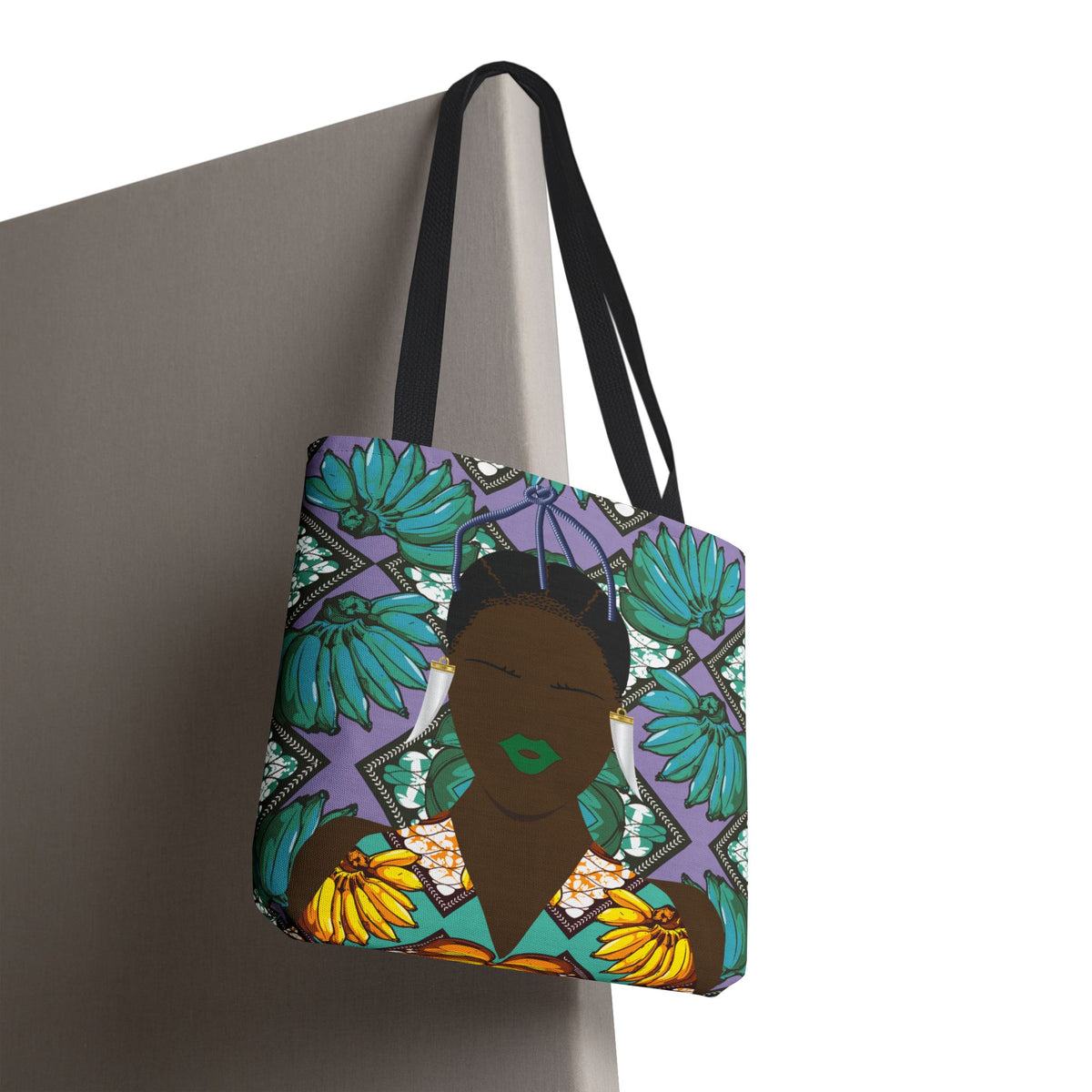 Havana Banana(Sand and Chocolate) on Green Banana Two-Sided Design AOP Tote Bag