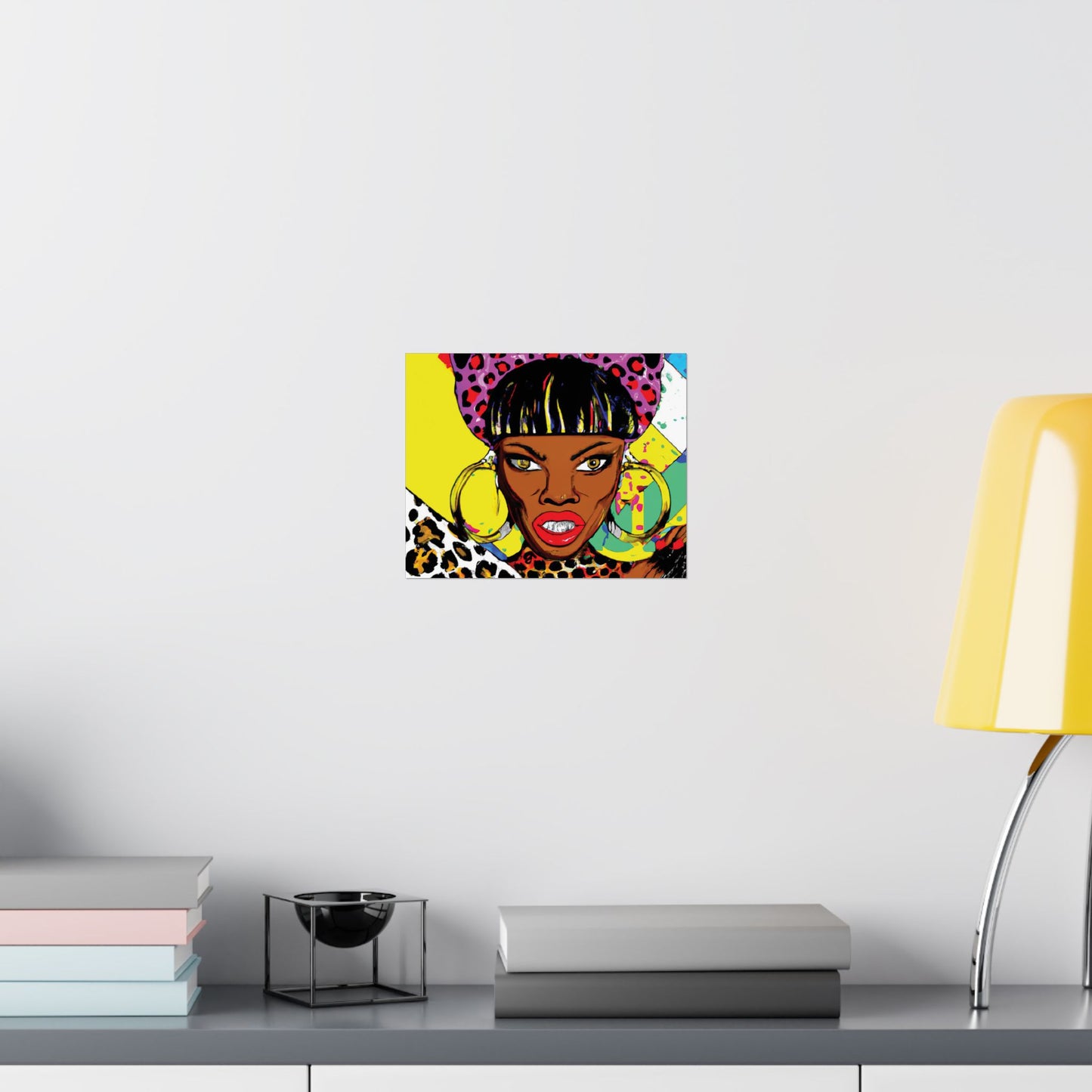 Matte Art Poster, She Grills on Neon Leopard Spots, Wall Art Decor, Kitchen Decor, Grilling Print, Leopard Print Poster, Neon Wall Art