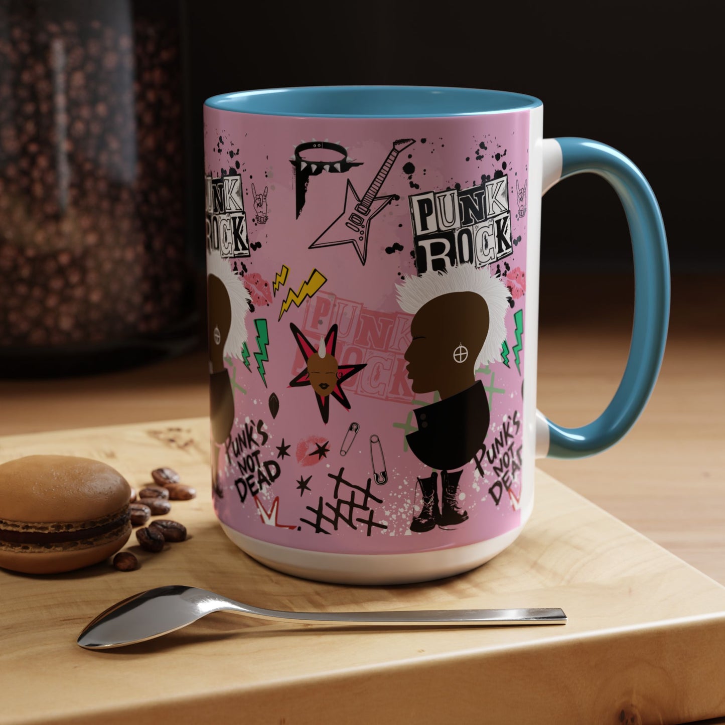 Punk Rock Pattern Accent Coffee Mug,  11oz, 15oz