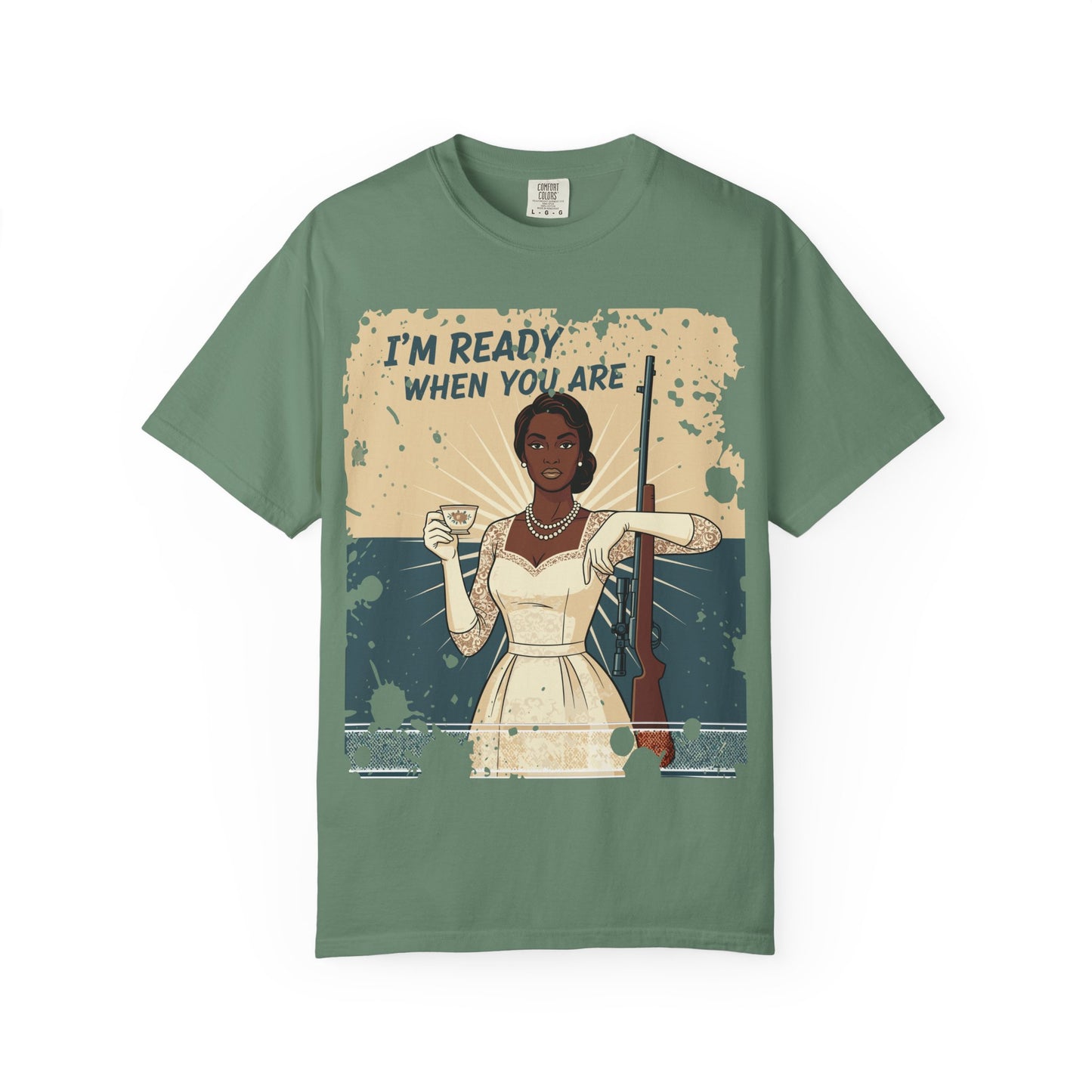 Retro Black Woman Unisex Graphic Tee, Soft Garment-Dyed T-Shirt, Vintage Pin Up Statement Shirt perfect for Mother's Day