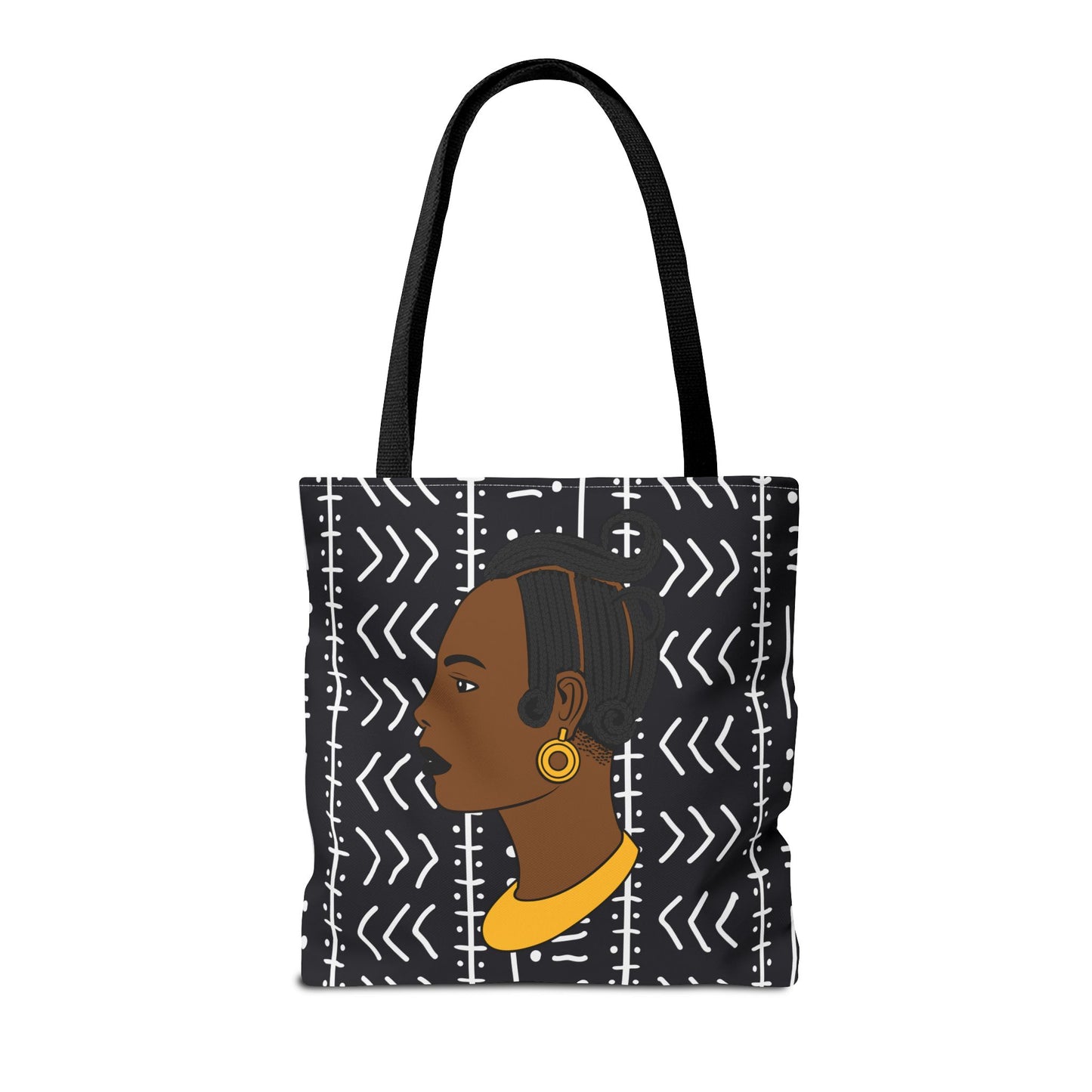 Lady Kongossa on Black Mudcloth Canvas Tote Bag