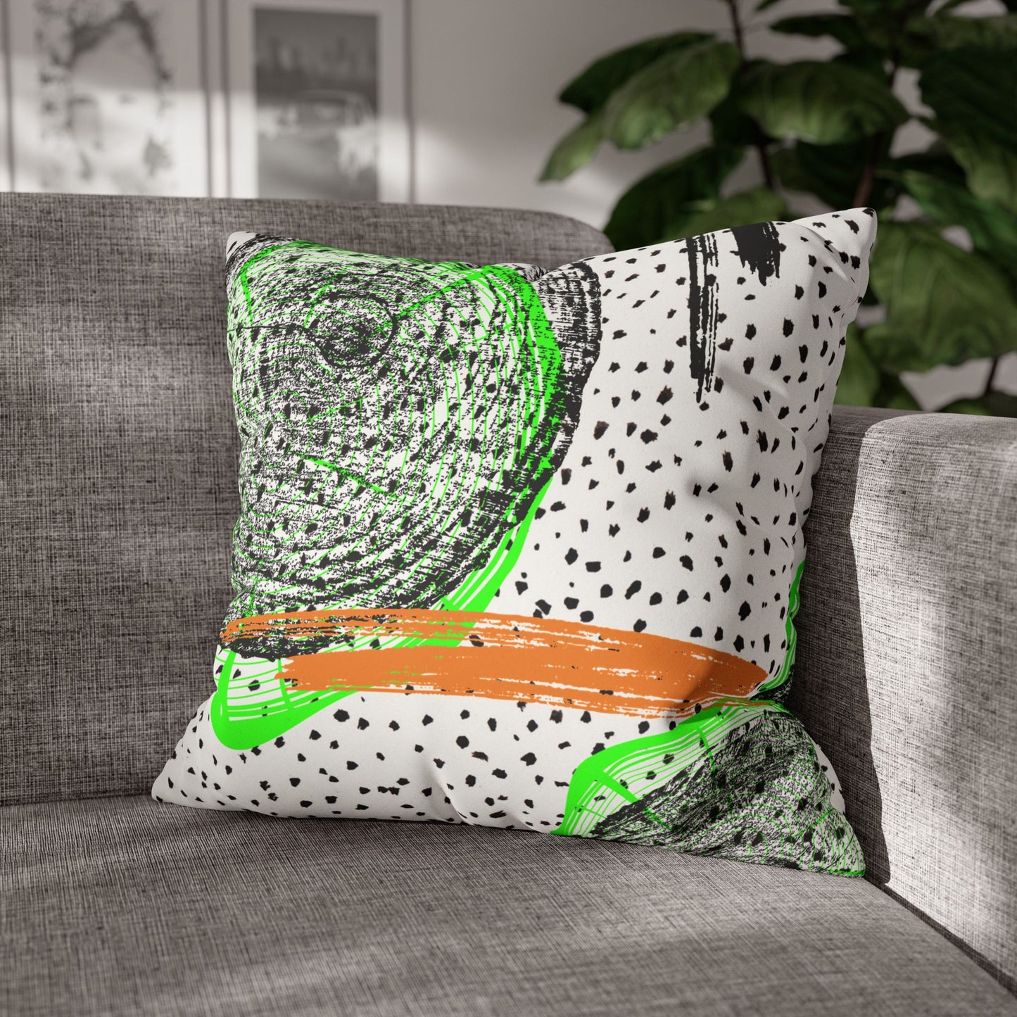 Cheetahs and Abstract Rings Faux Suede Square Pillow Case