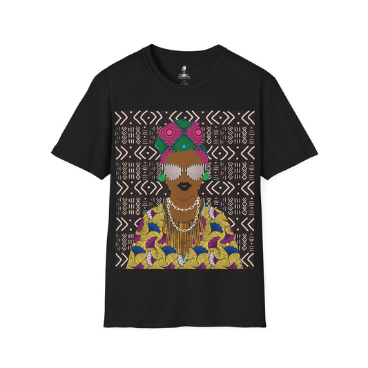 Sabi - Floral on Mudcloth Unisex Softstyle T-Shirt