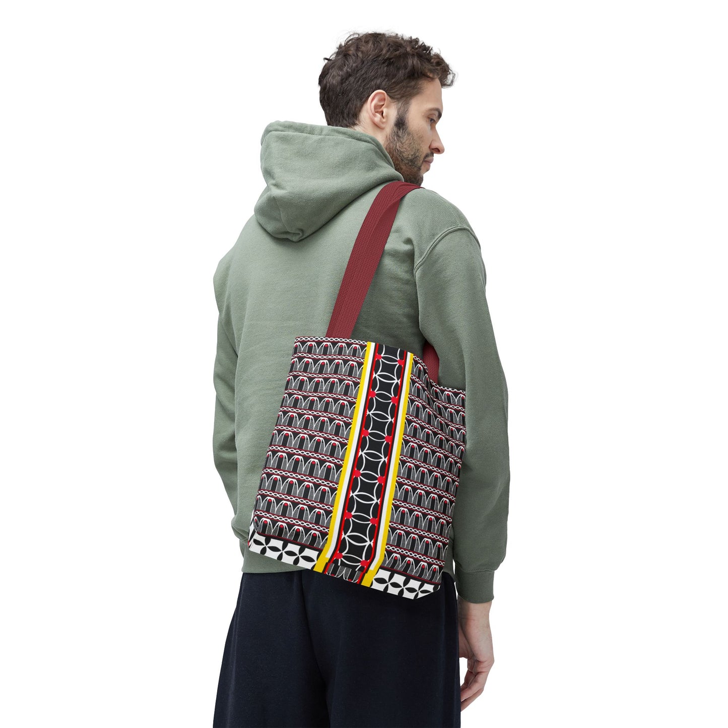 Toghu BW Bells with Flora Strip Tote - Two-Sided Design AOP Bag