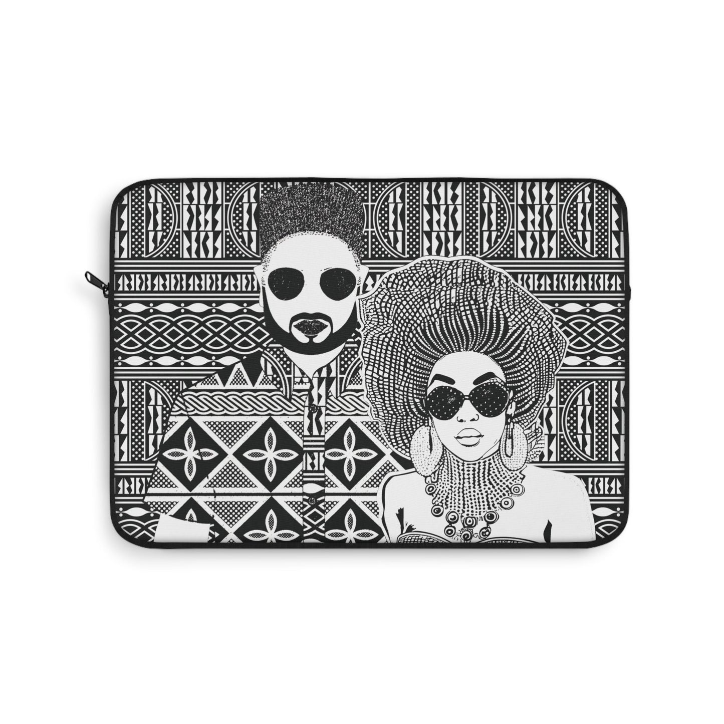 The Moussas(BW) on Black Ndop African Laptop Sleeve