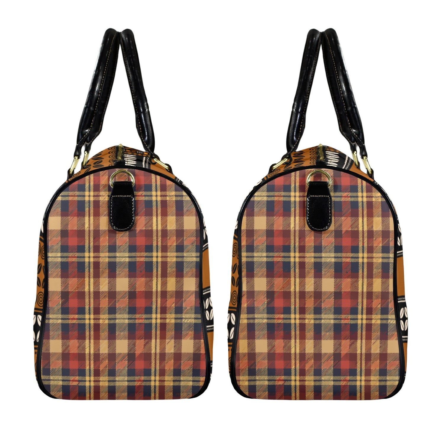 NEW Vegan Leather Mudcloth & Cowries Print Travel Bag