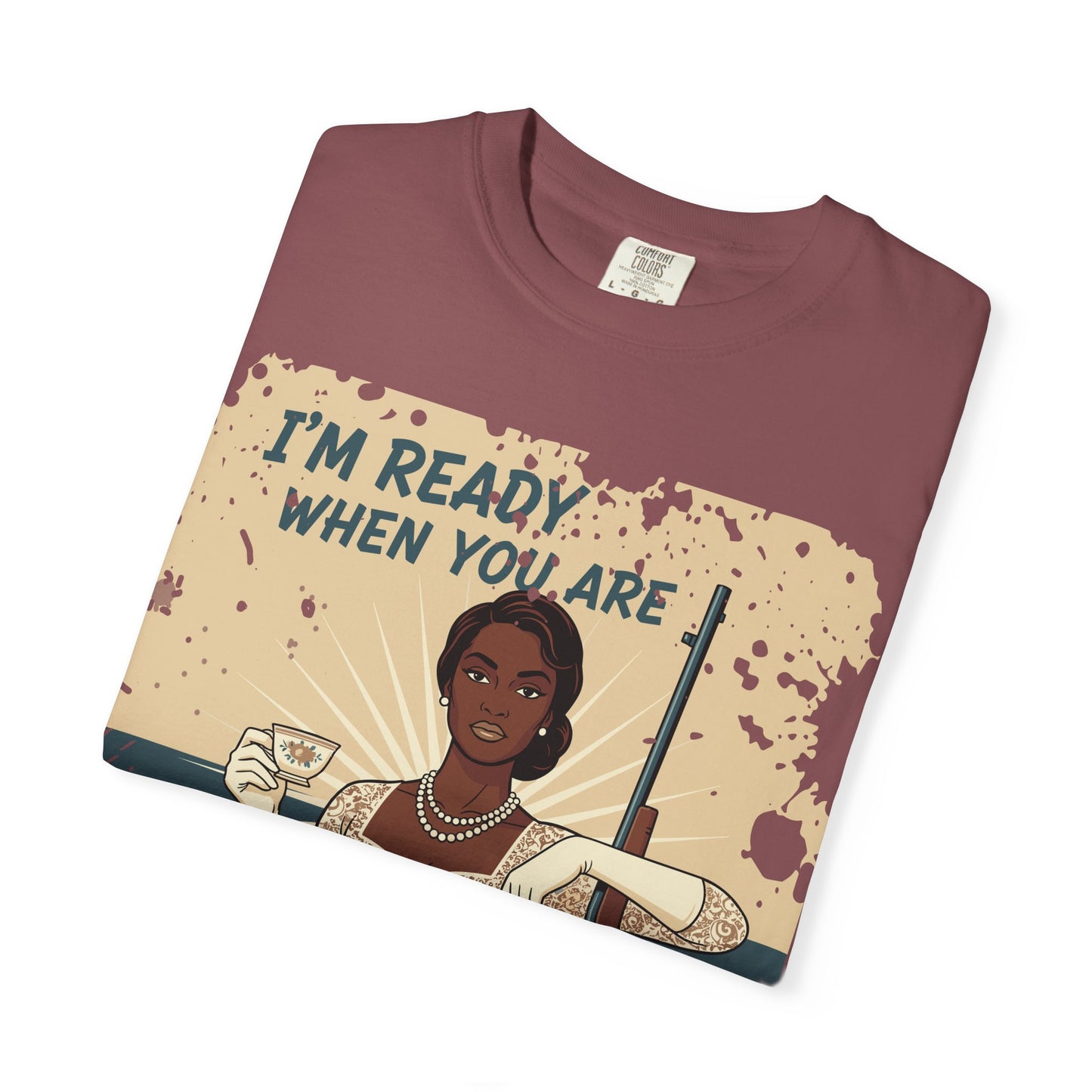 Retro Black Woman Unisex Graphic Tee, Soft Garment-Dyed T-Shirt, Vintage Pin Up Statement Shirt perfect for Mother's Day