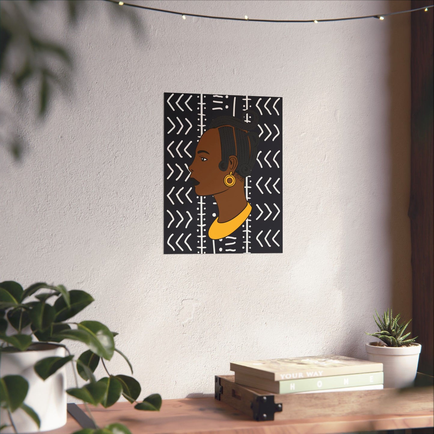 Lady Kongossa on Black Mudcloth Premium Matte Vertical Posters