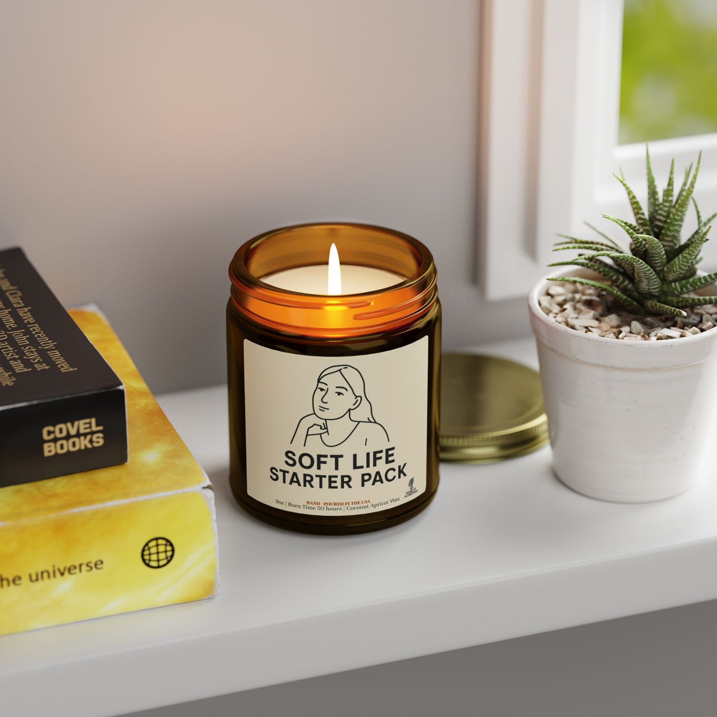 Soft Life Starter Pack Coconut Apricot Wax Scented Candles (Black and White), Afrocentric Candle – African Inspired Home Decor,Home Fragrance Decor, Aromatherapy Gift, Relaxation Candle