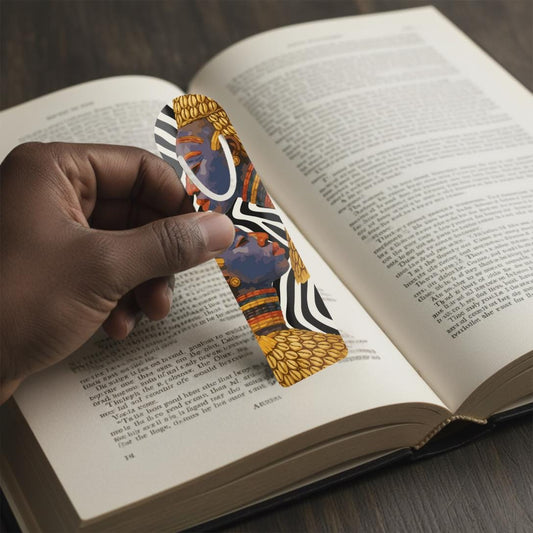 Bangwa Mask Bookmark, Zebra Print, Ethnic Fabric, Book Lover Gift