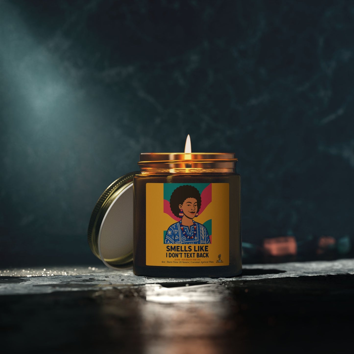 Colorful Smells like I don't text back Funny Coconut Apricot Wax Scented Candles, Afrocentric Candle,Home Fragrance Decor, Aromatherapy Gift, Relaxation Candle
