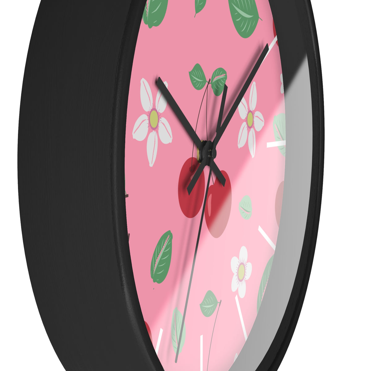 Decorative Wood Wall Clock, Cowries and Cherries 10" x 10"-Silent
