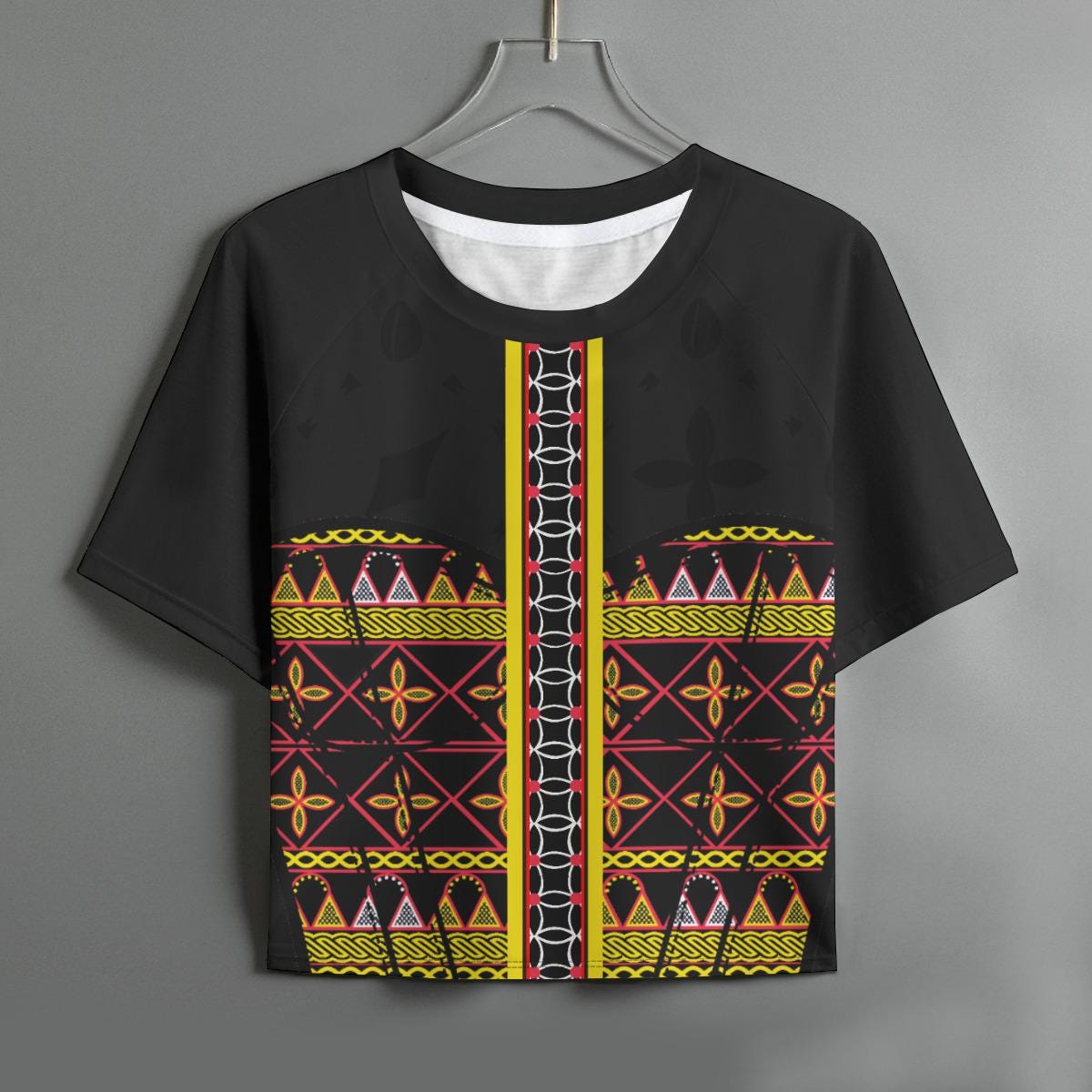 Women's Toghu Crop Top: African Print, Raglan Sleeve
