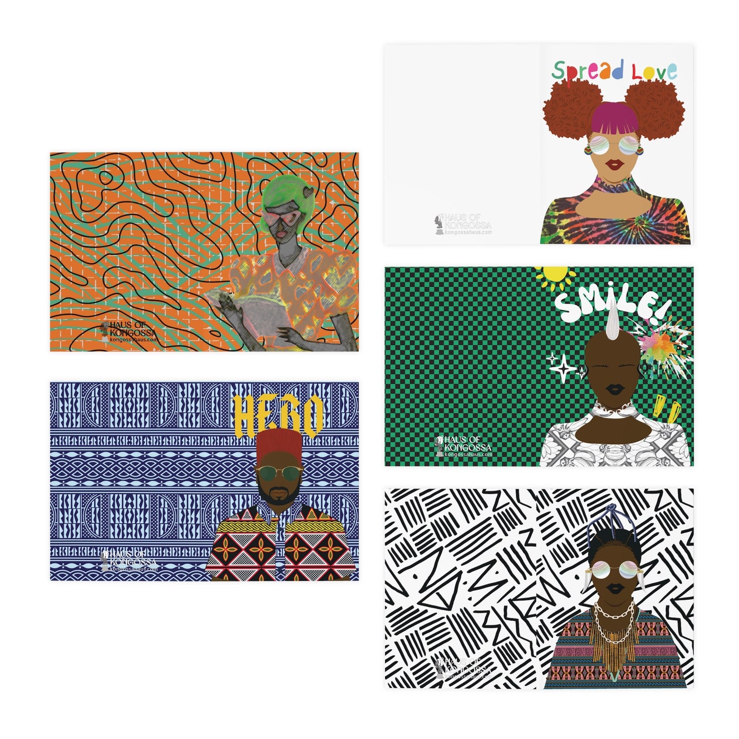 Nunu Multi-Design African Greeting Cards (5-Pack)