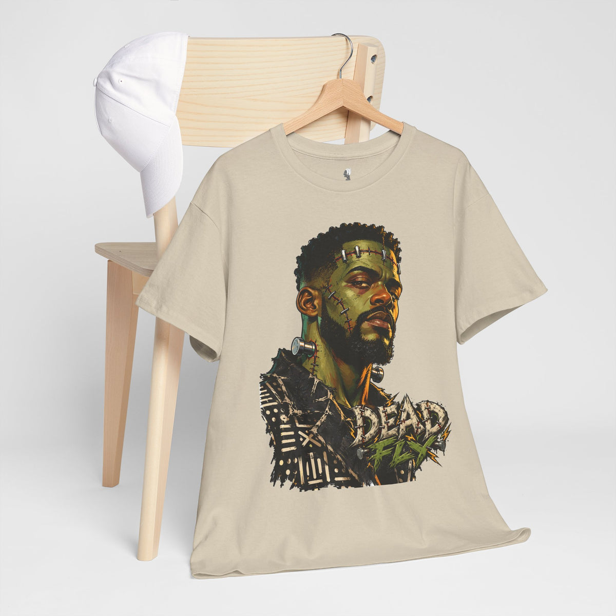 Dead Fly Afro Frankenstein Halloween Tee Unisex Heavy Cotton Tee