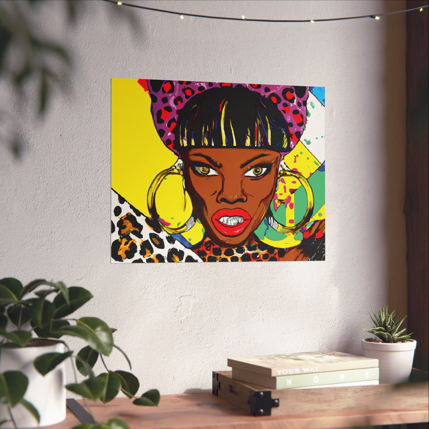 Matte Art Poster, She Grills on Neon Leopard Spots, Wall Art Decor, Kitchen Decor, Grilling Print, Leopard Print Poster, Neon Wall Art