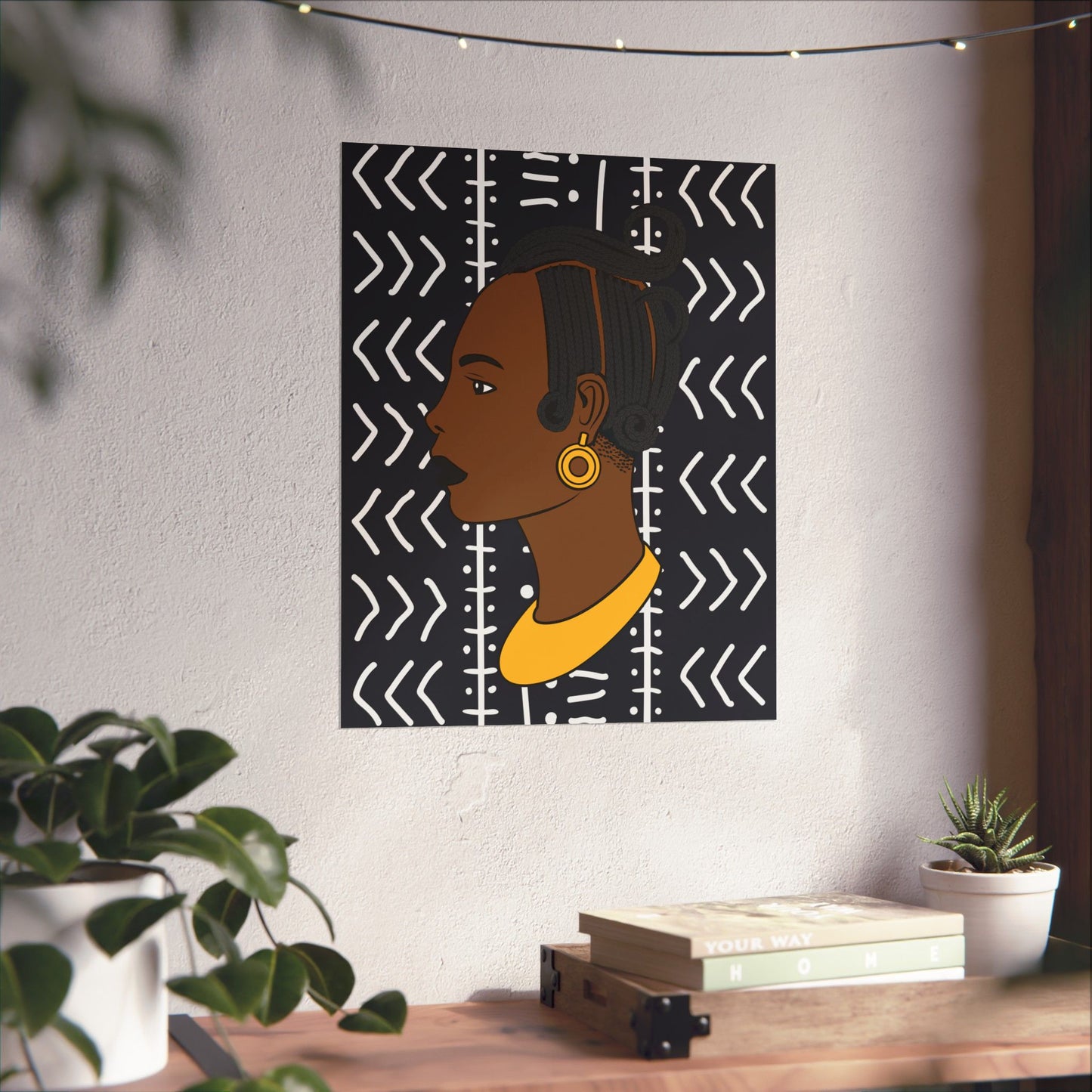 Lady Kongossa on Black Mudcloth Premium Matte Vertical Posters