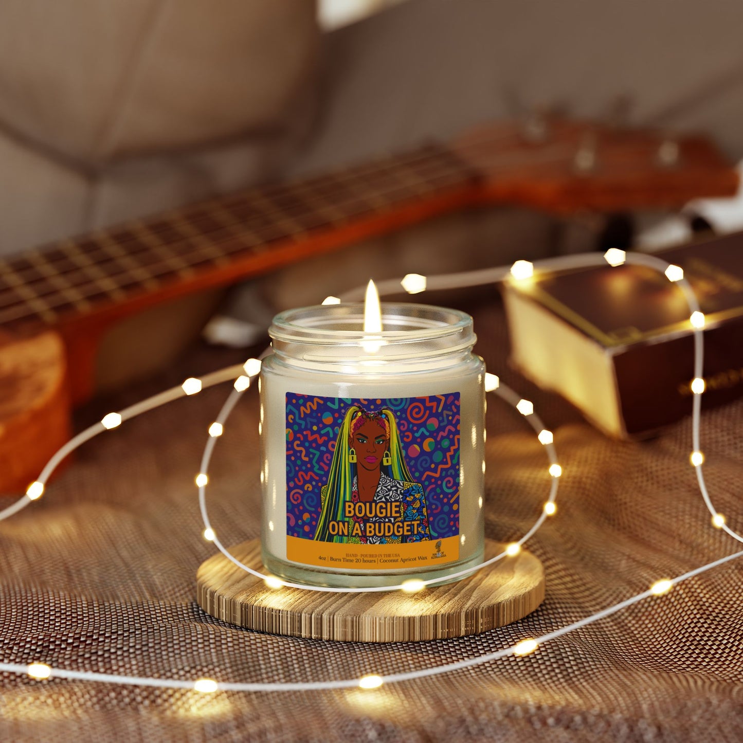 Bougie on a Budget Coconut Apricot Wax Scented Candles (Color), Afrocentric Candle, Home Fragrance Decor, Aromatherapy Gift, Relaxation Candle