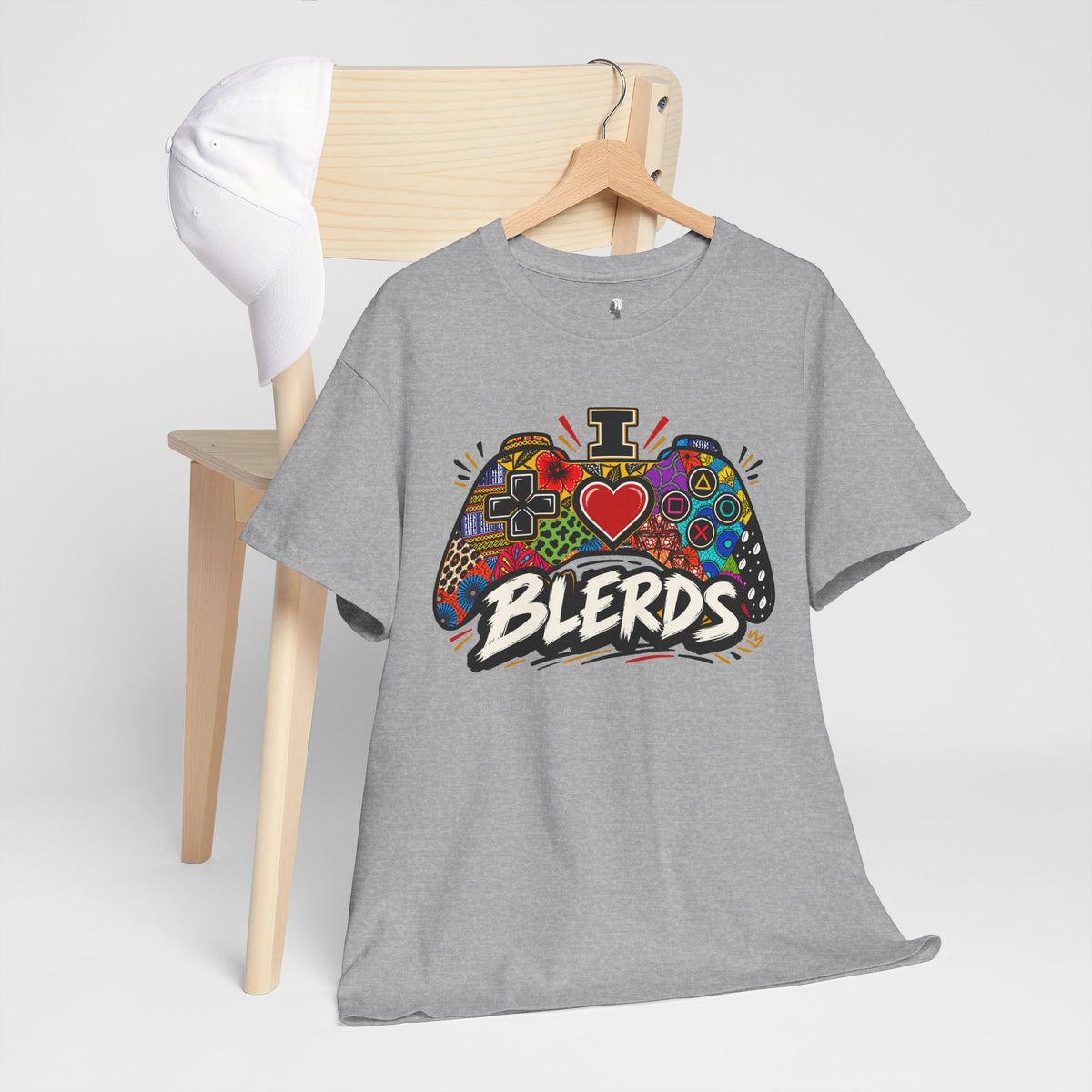 I Heart Blerds Tee Colorful Gamer Controller Graphic Unisex Heavy Cotton Tee