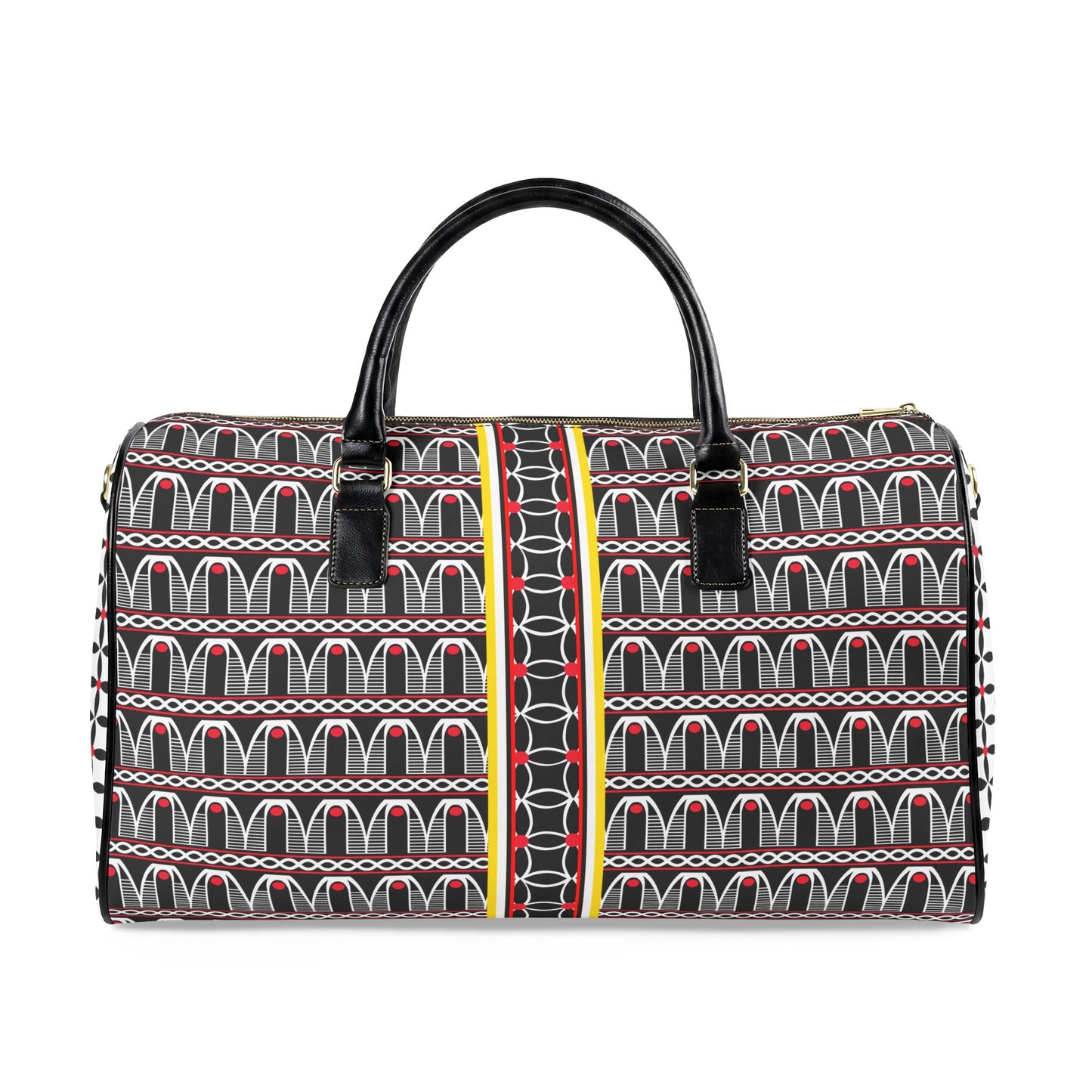 NEW Vegan Leather Travel Bag, Geometric Bell Toghu and Floral Toghu Sides