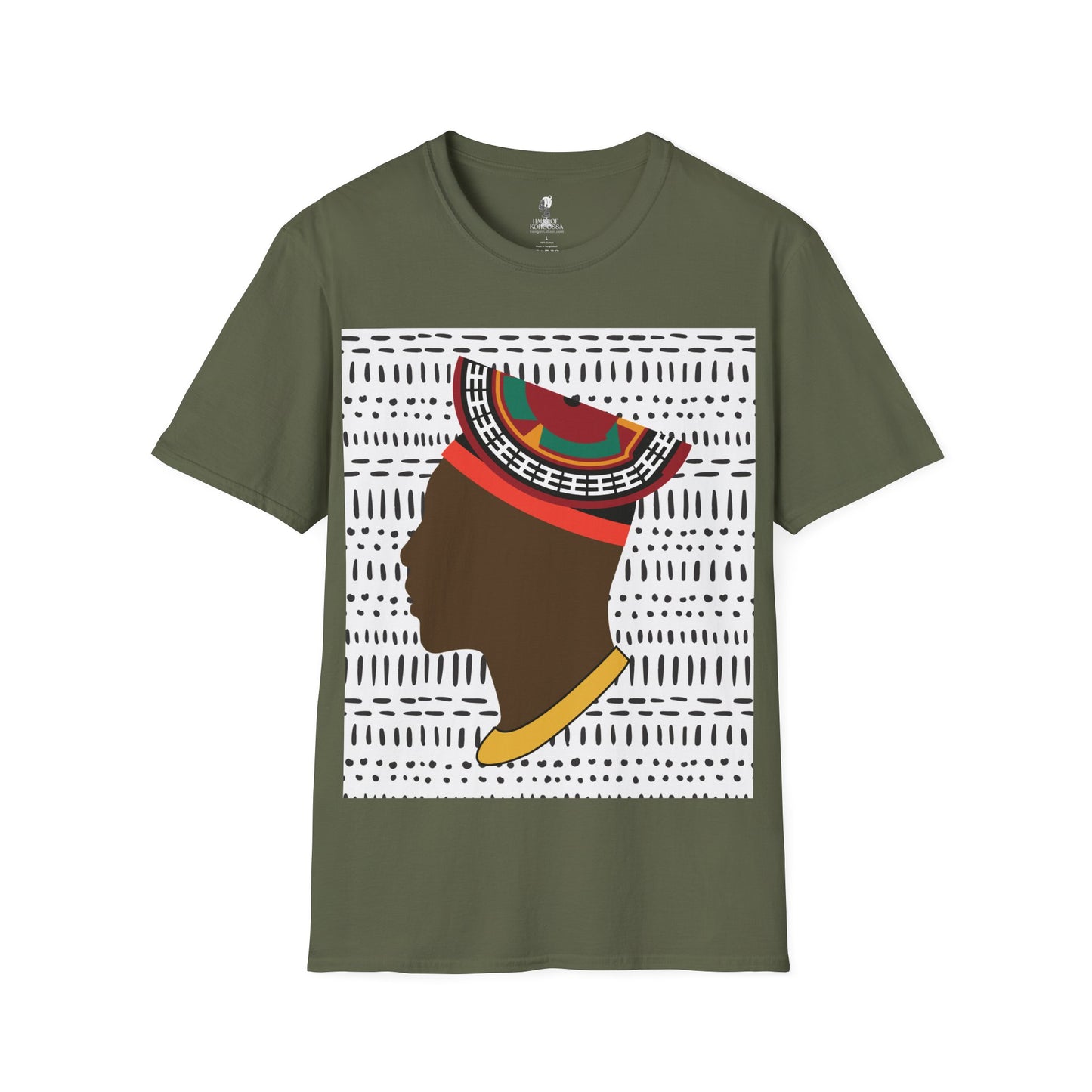 Man in Bamenda Hat White Mudcloth Unisex Softstyle T-Shirt