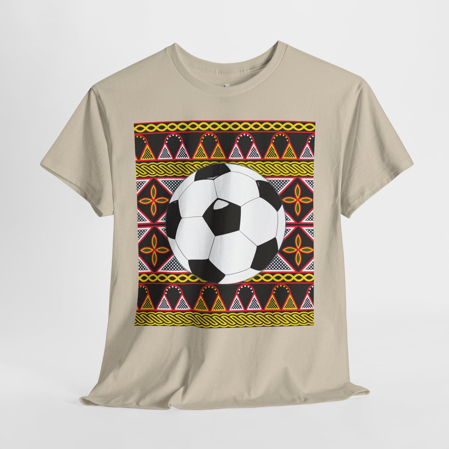GOAL!! - BW Football on Yellow Toghu with Back Design Unisex Heavy Cotton Tee