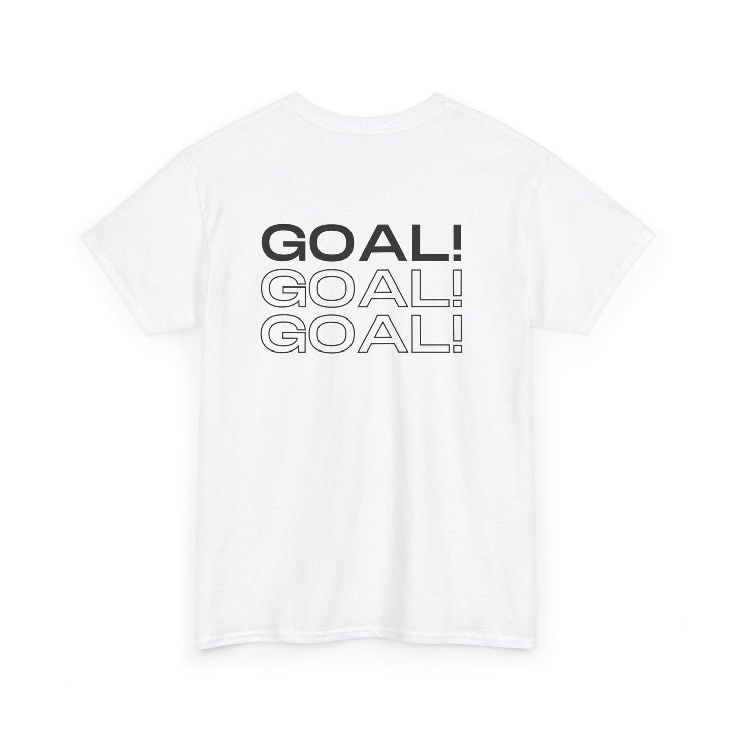 GOAL!! - BW Football on Yellow Toghu with Back Design Unisex Heavy Cotton Tee