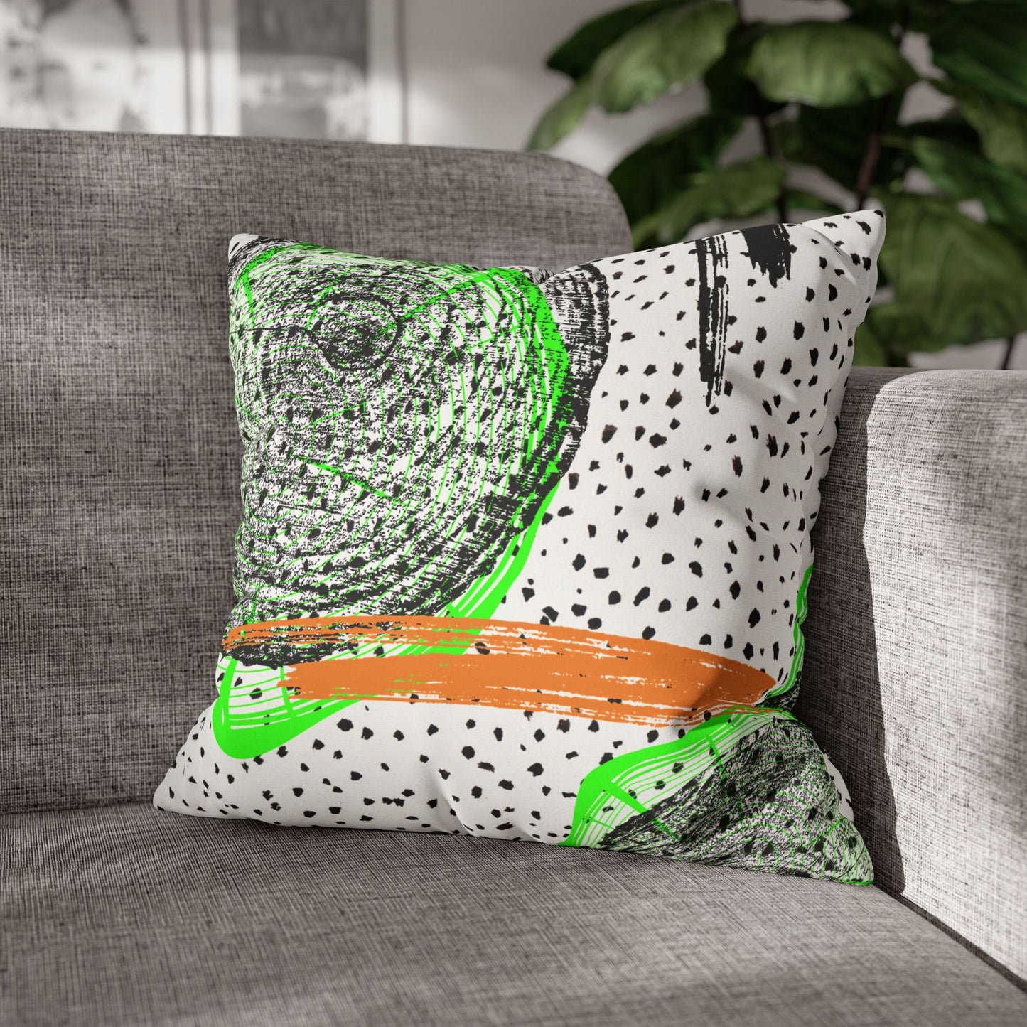 Cheetahs and Abstract Rings Faux Suede Square Pillow Case