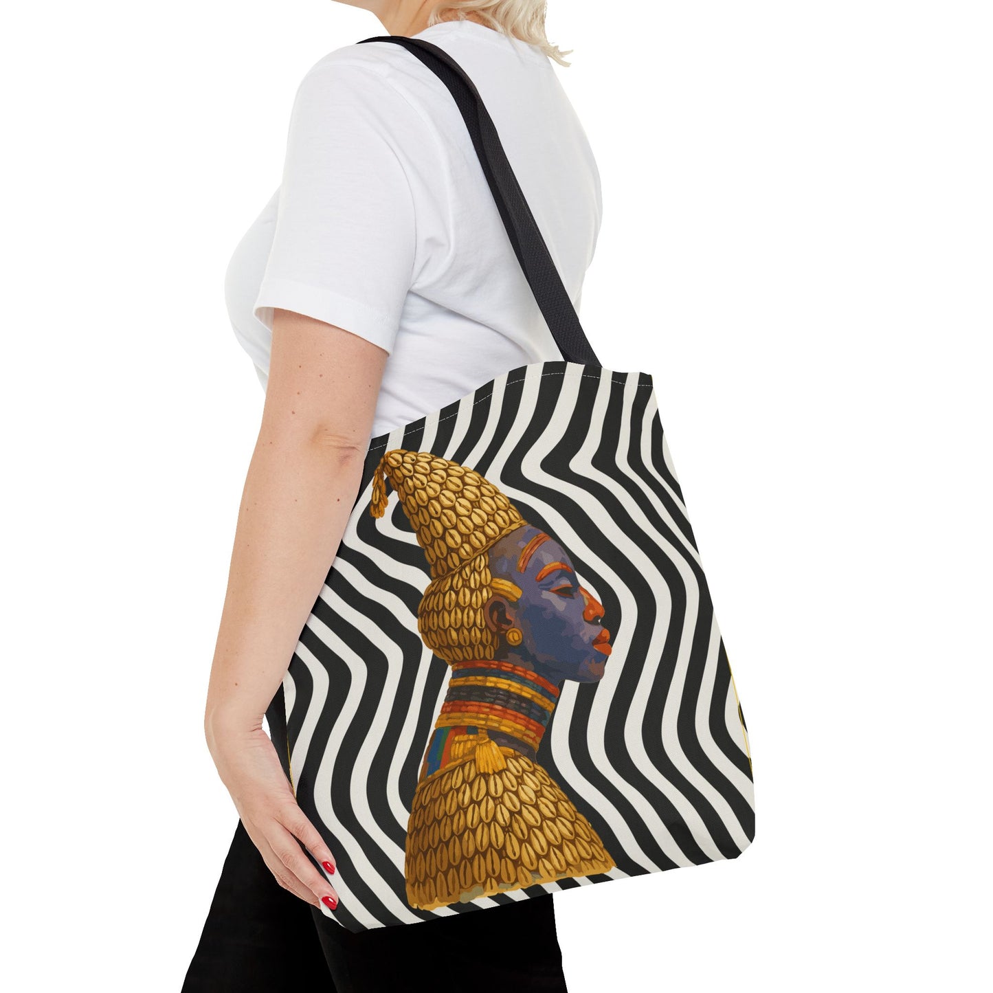 Cameroon Bangwa Mask Satin on Zebra Print  Canvas Tote Bag