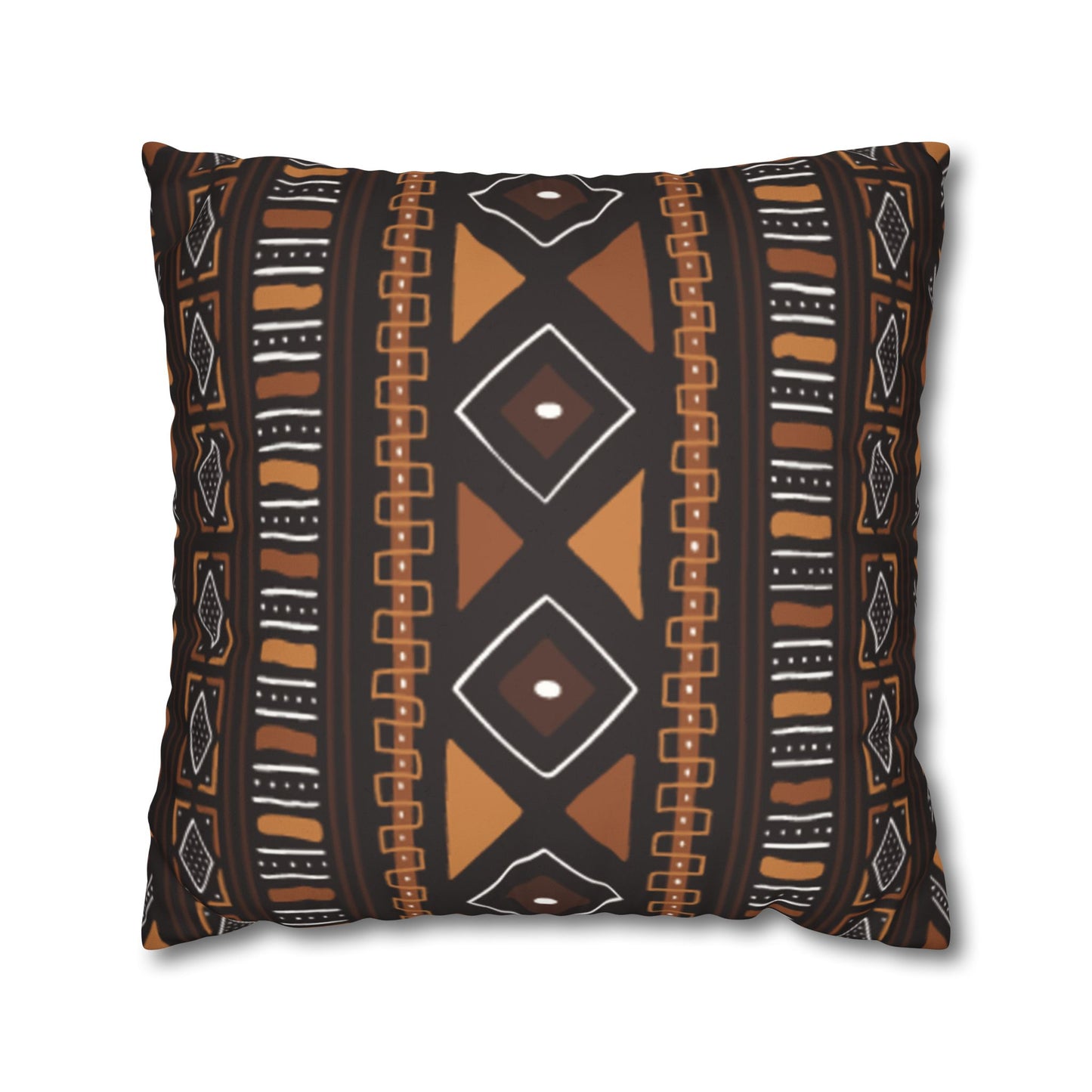 Faux Suede Pillow Case, Mudcloth Design, Square Throw Cushion, Boho Home Decor, Black/Brown Pillow Casecase, Living Room Accent, Bedroom Accessory