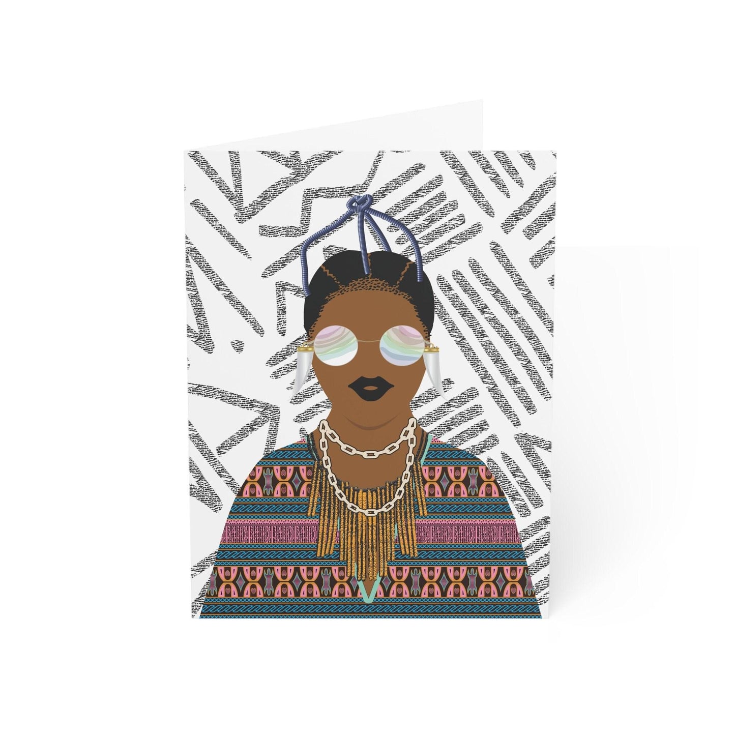 Pink Toghu Greeting Card - African Art, Graphite Glyphs (4.6" x 6.25")