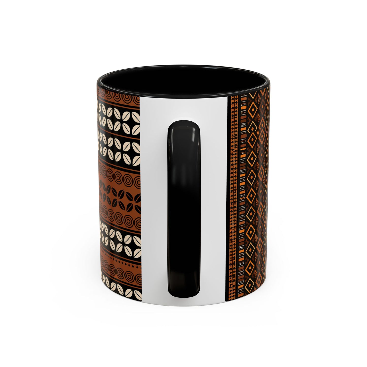 Mudcloth and Cowries Ceramic Coffee Mug (11, 15oz) in 4 Colors, 2 Sizes, Unique African Print Design