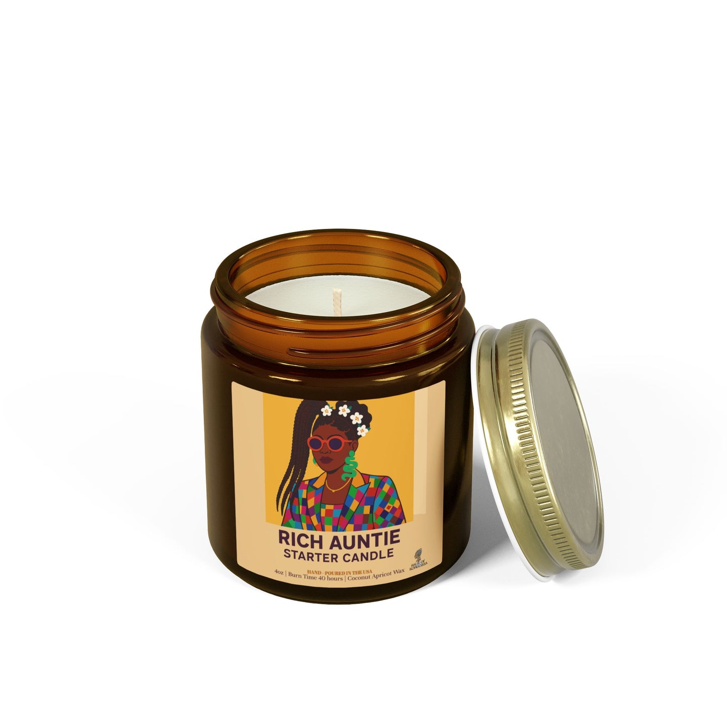 Rich Auntie Coconut Apricot Wax Scented Candles (Color), Afrocentric Candle – African Inspired Home Decor,Home Fragrance Decor, Aromatherapy Gift, Relaxation Candle