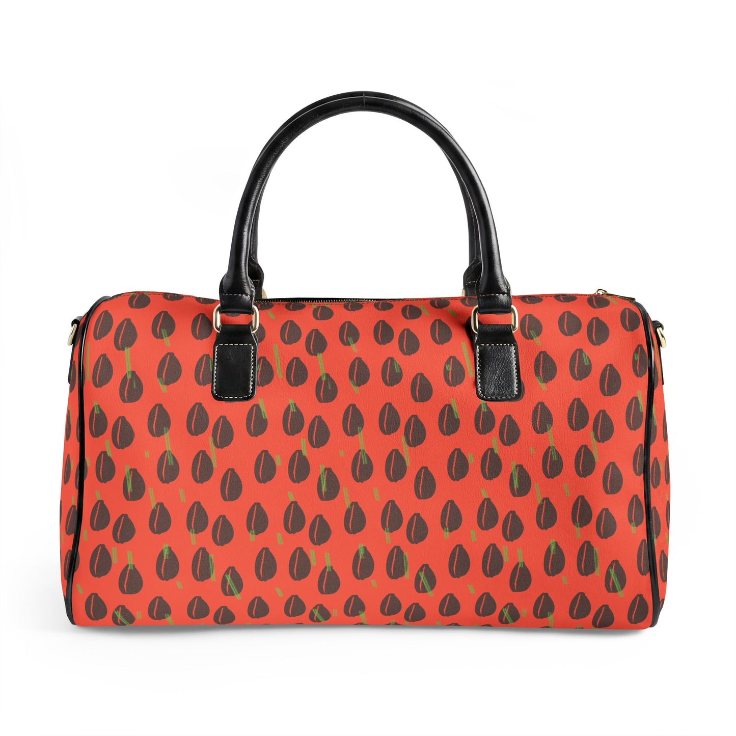 NEW Vegan Leather Orange Cowries Waterproof Travel Bag