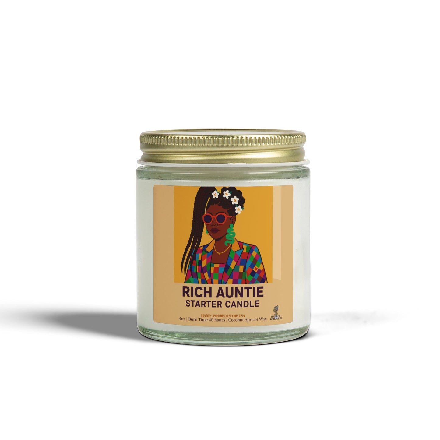Rich Auntie Coconut Apricot Wax Scented Candles (Color), Afrocentric Candle – African Inspired Home Decor,Home Fragrance Decor, Aromatherapy Gift, Relaxation Candle