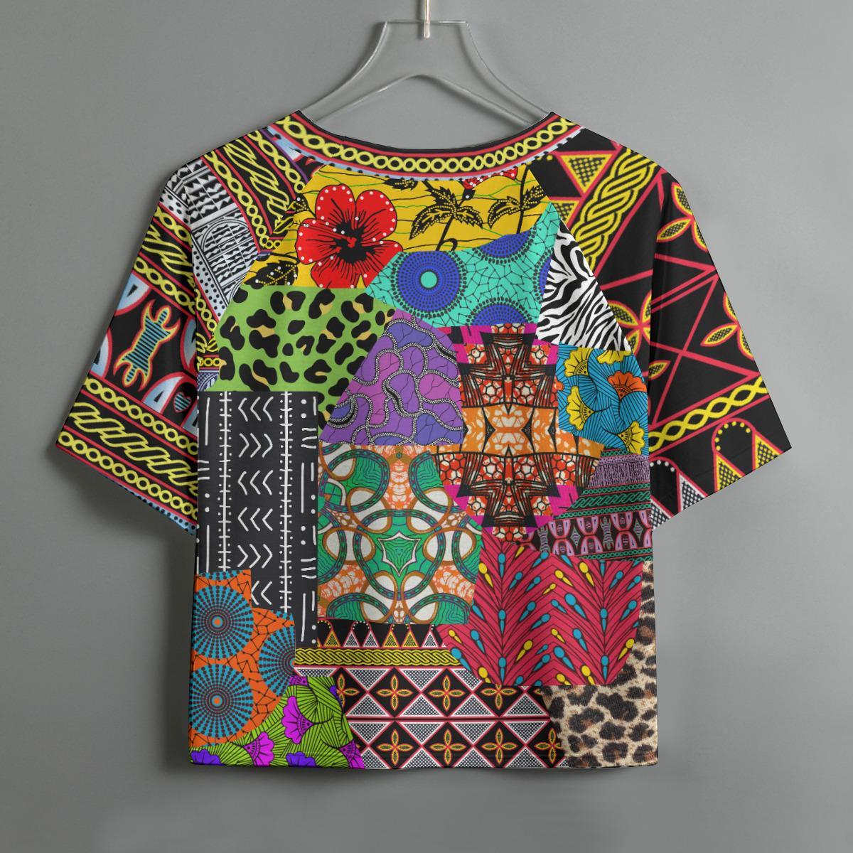 Ankara African Print Crop Top: High-Stretch Raglan Shirt