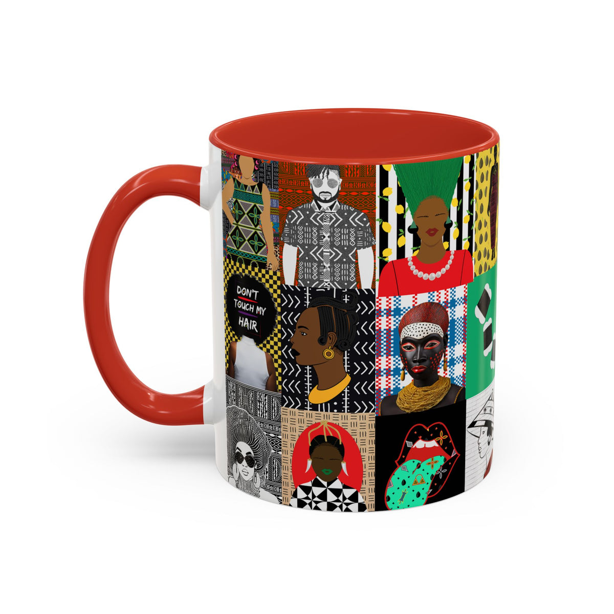 African Pipo Accent Coffee Mug - 11oz, 15oz, 4 Colors, 2 Sizes, Unique Ethnic Design, Kitchenware, Tea Cup, Home Decor, Drinkware