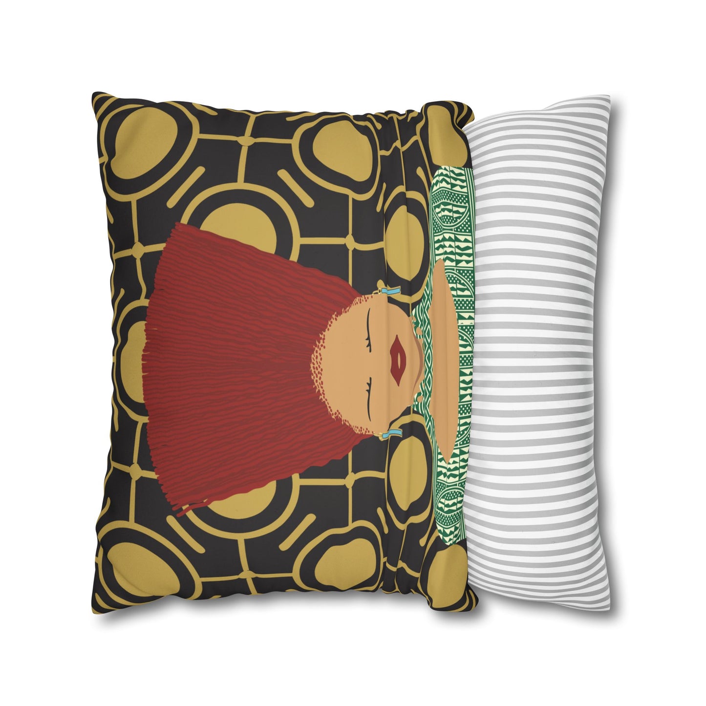 Nef Gold Goals(Sand and Chocolate) - Two Sided Faux Suede Square Pillow Case